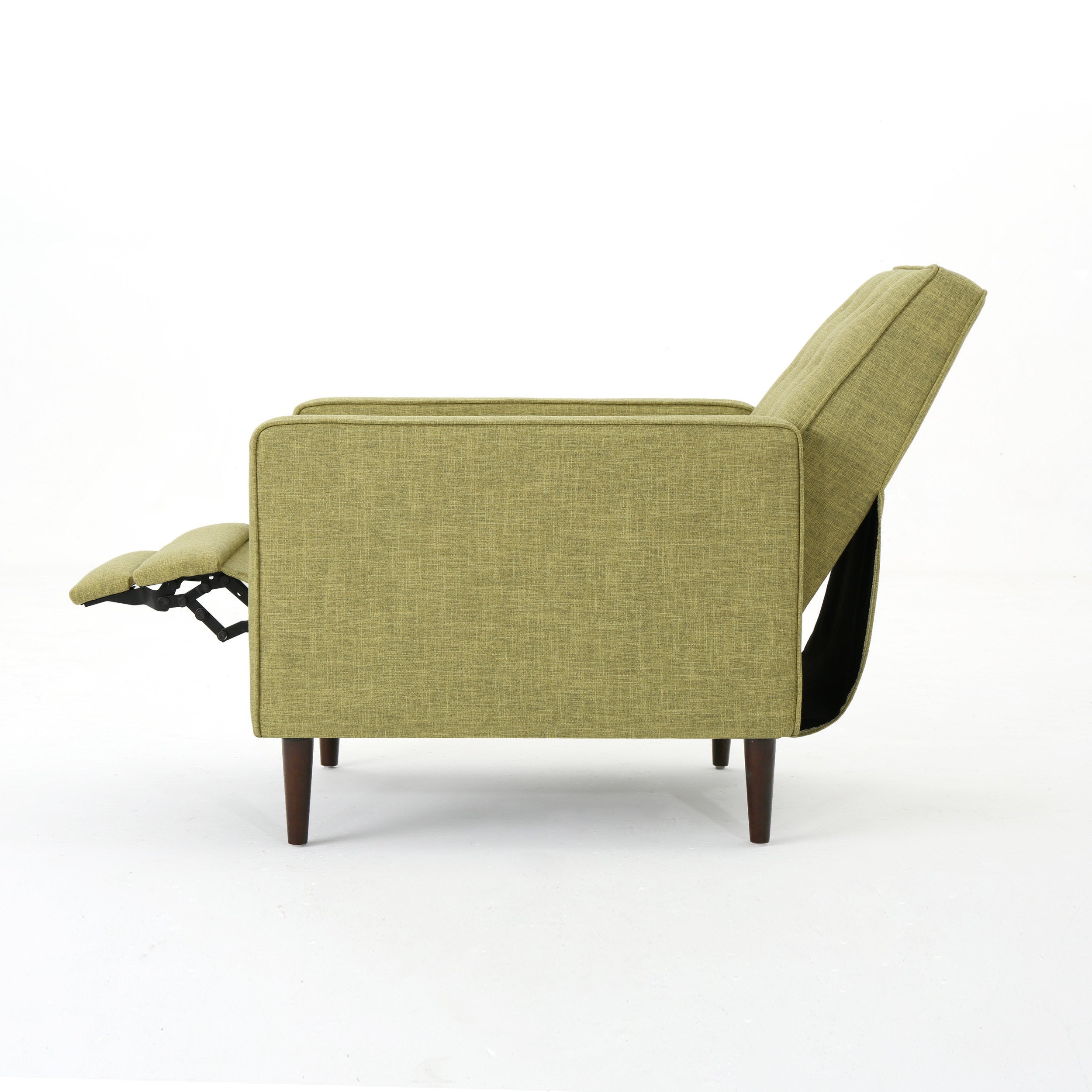 Macedonia Mid-Century Modern Button Tufted Fabric Recliner
