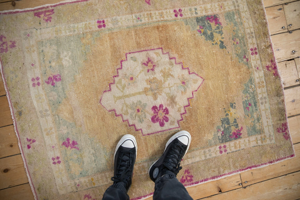3.5x4.5 Vintage Distressed Oushak Square Rug