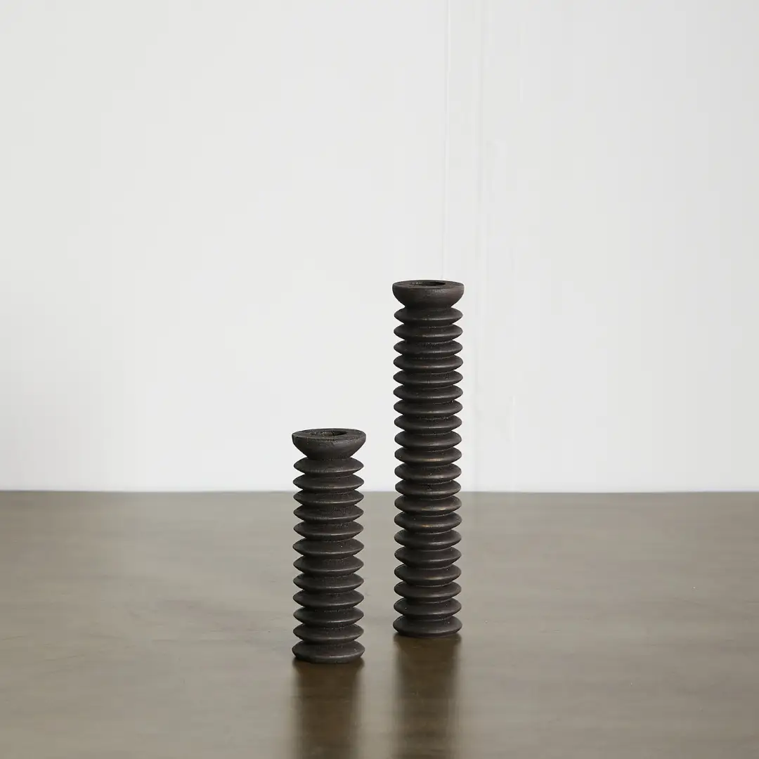 Spiral Pine Modern Wood Candle Candlestick Holder