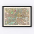 Vintage Map of London, England 1887