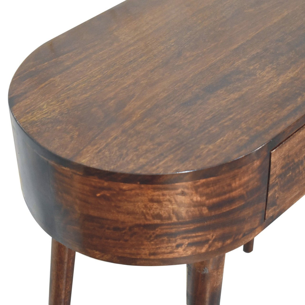 Solid Wood Honey Caramel Rounded Small Console Table