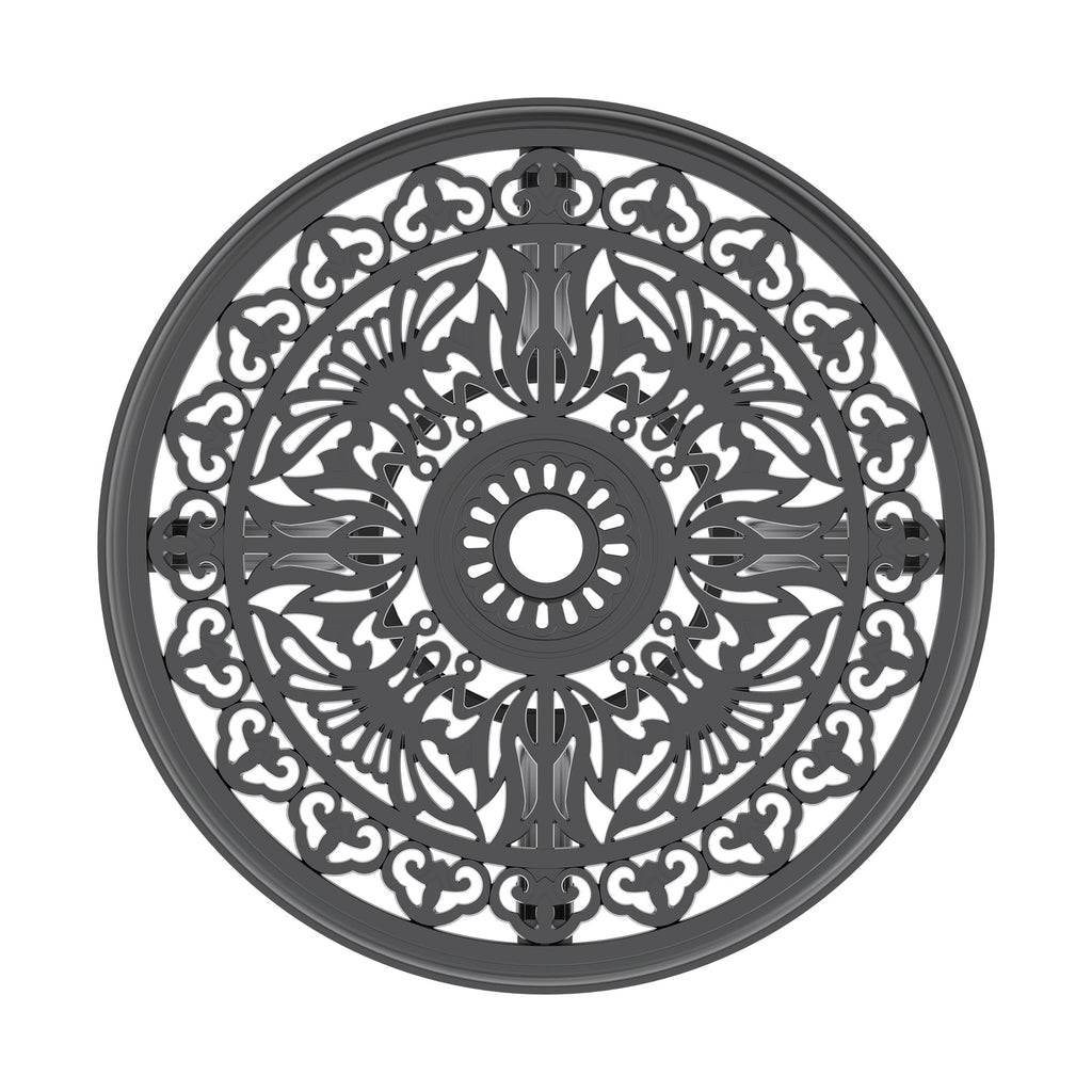Ø26.77-inch Cast Aluminum Patio Dining Table With Black Frame and Umbrella Hole
