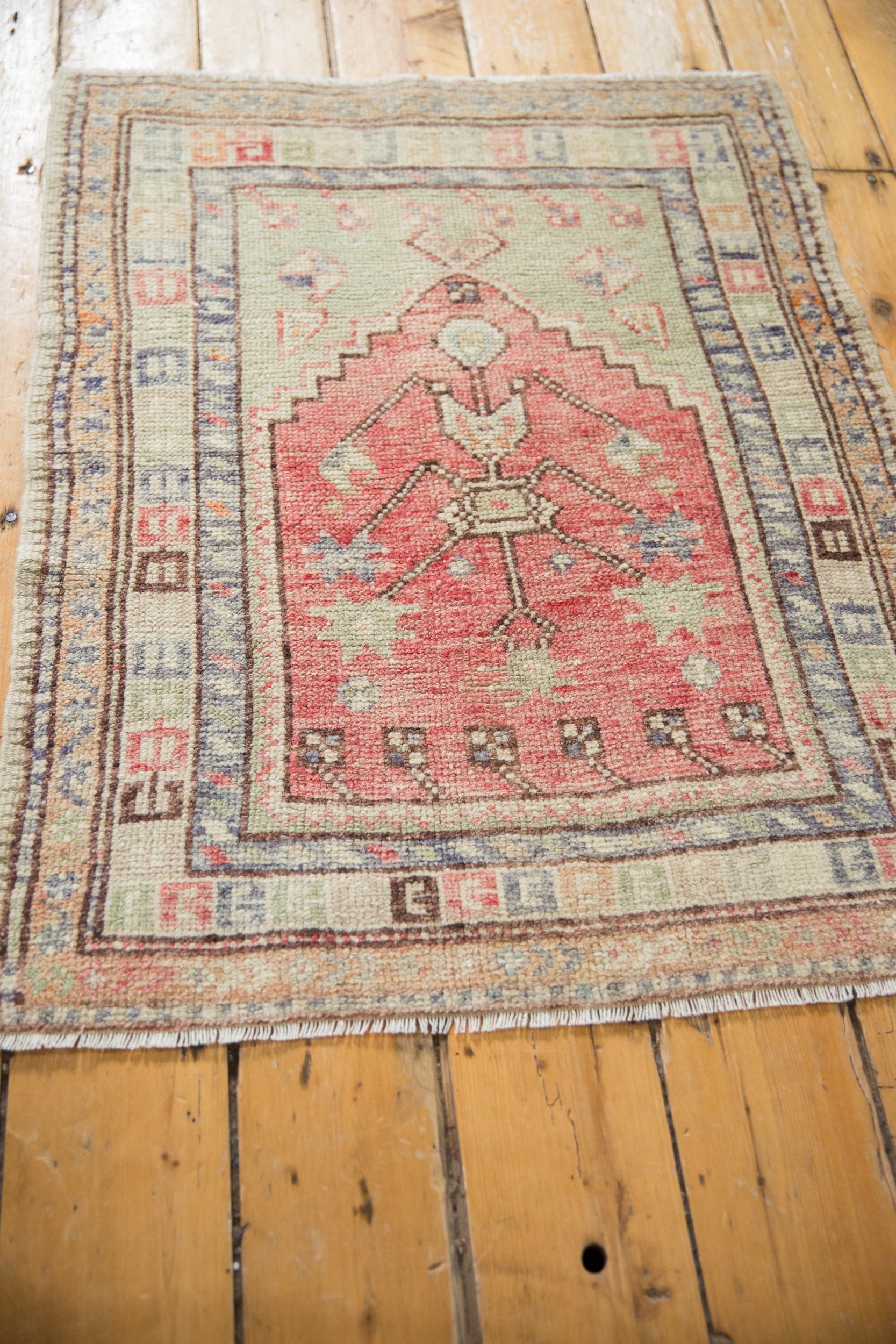 2.5x3 Vintage Distressed Oushak Square Rug