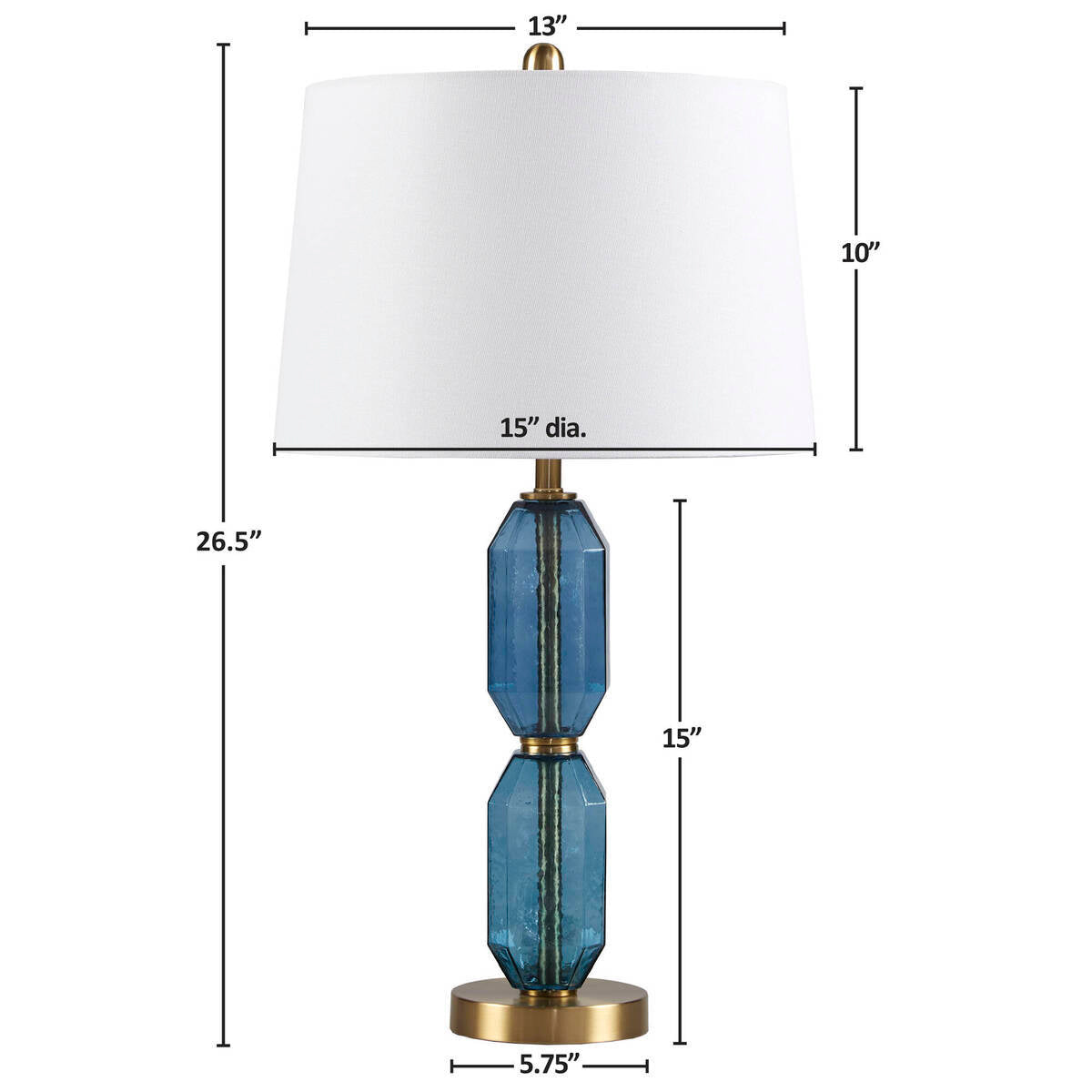 Faceted Blue Glass Table Lamp Blue See below