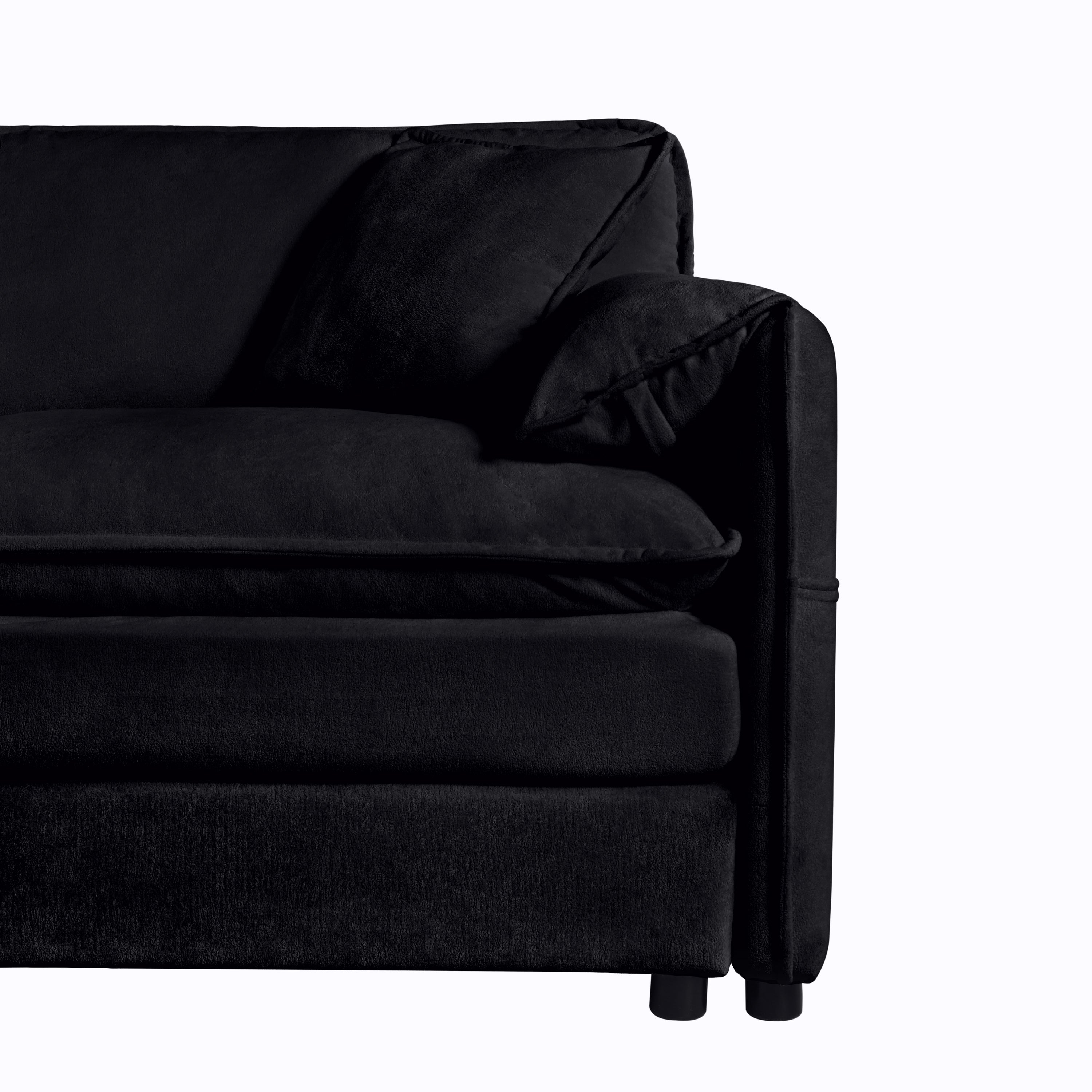 Oversized Deep Seat Sectional Sofa, Green Modern Chenille Cloud Couch, Large 3 Seater Modular Sofa with 3 Pillows for Living Room Bedroom Apartment Office,DIY Combination,Black