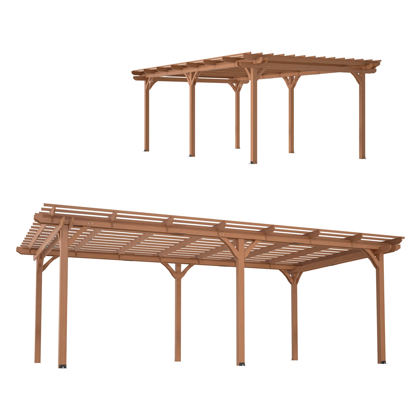 [12x16FT] Extra Large Outdoor Wooden Waterproof Grape Gazebo, Brown (SAK76476)