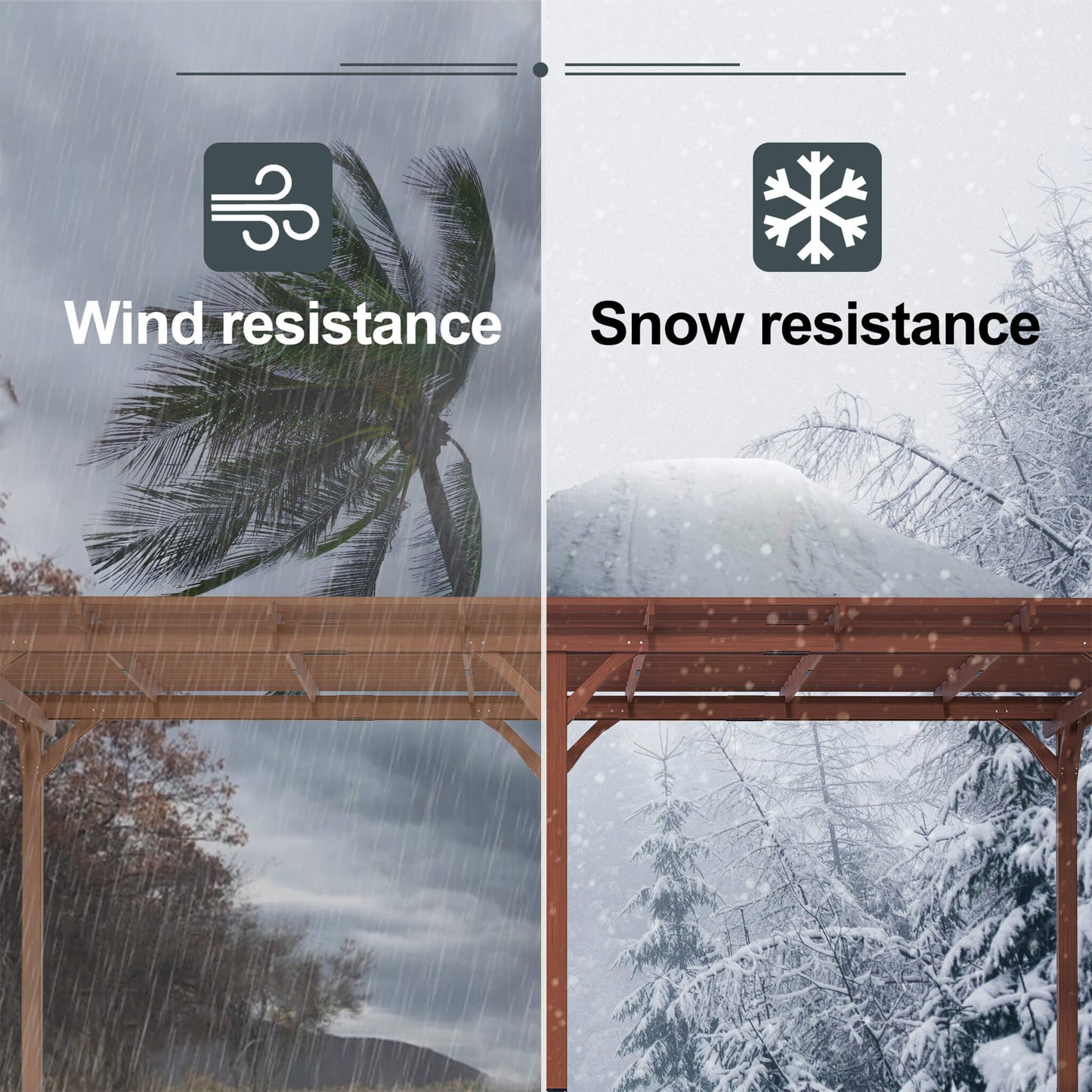 [12x16FT] Extra Large Outdoor Wooden Waterproof Grape Gazebo, Brown (SAK76476)