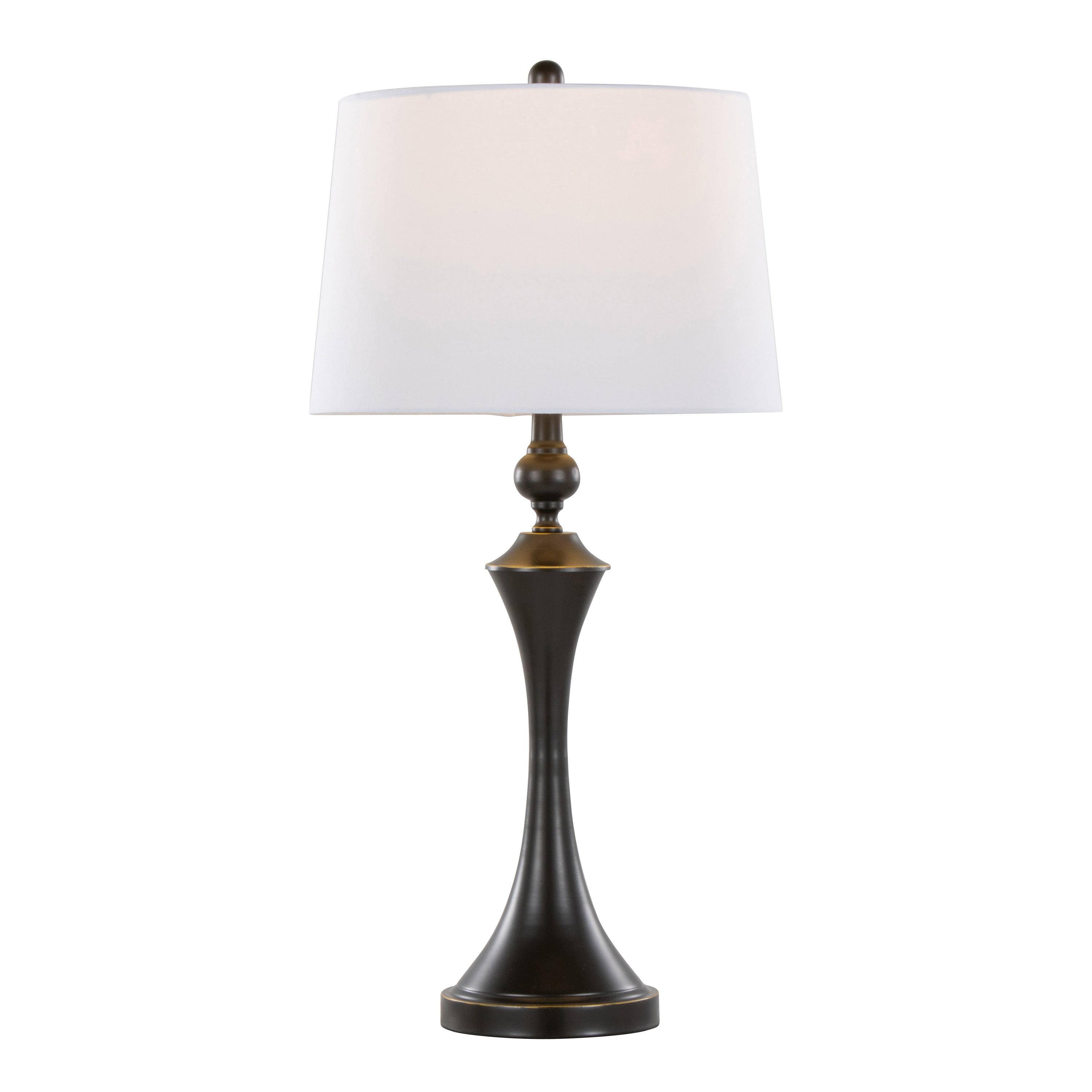 Flint 30' Contemporary Metal Table Lamp in Oil Rubbed Bronze with White Linen Shade and Built-in USB Port from Grandview Gallery by LumiSource - Set of 2
