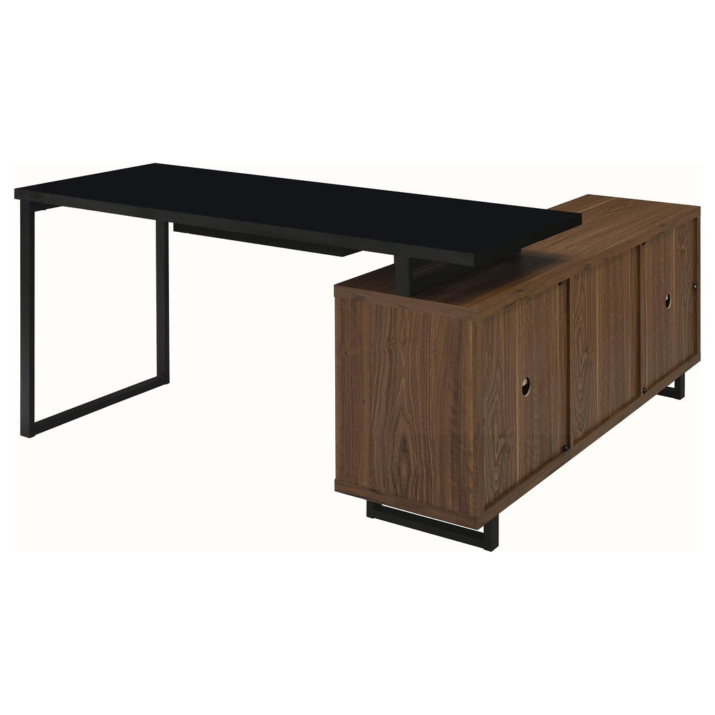 Rodger Black and Walnut L-Shape Office Computer Desk