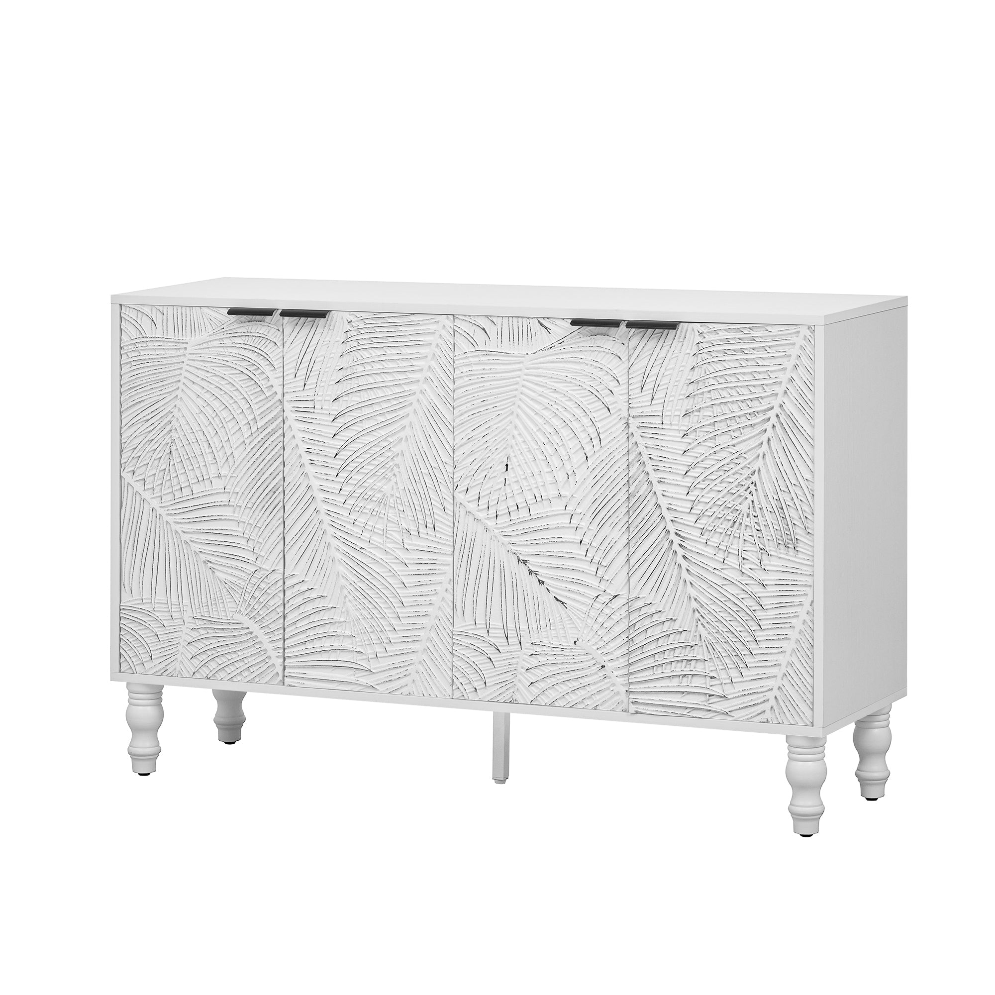 U-Can 47.2'' Modern TV Stand, Entertainment Center Media Console with 2 Spacious Storage Space, Solid Wood Legs and Anti-tip Device For Living room, Up to 43''