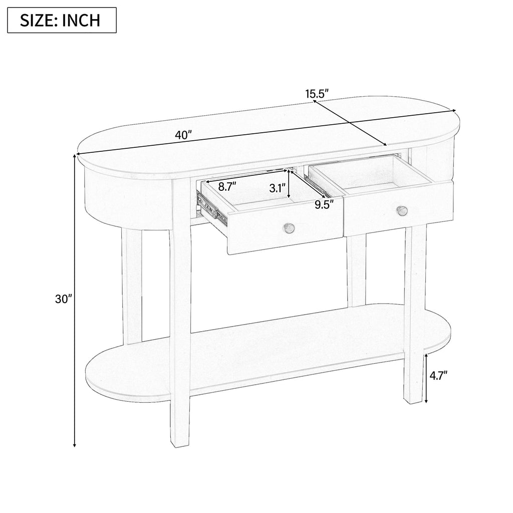 TREXM Elegant Retro Console Table with Curved Design and Smooth Glaze for Entryways, Living Rooms and hallways (Espresso)