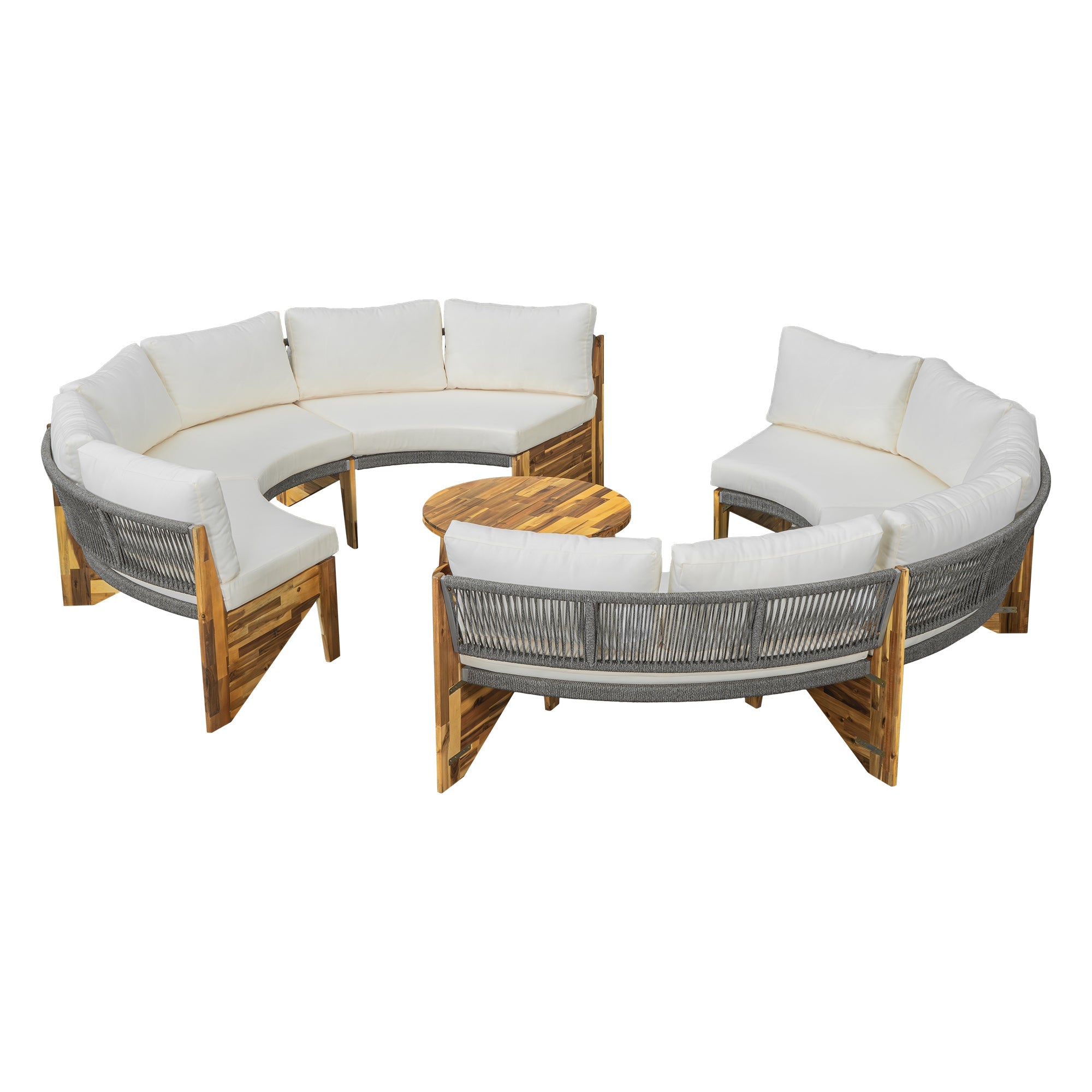 U_STYLE 6 - Person Outdoor Seating Group with Cushions and A Coffee Table(old sku:WY000379AAA)
