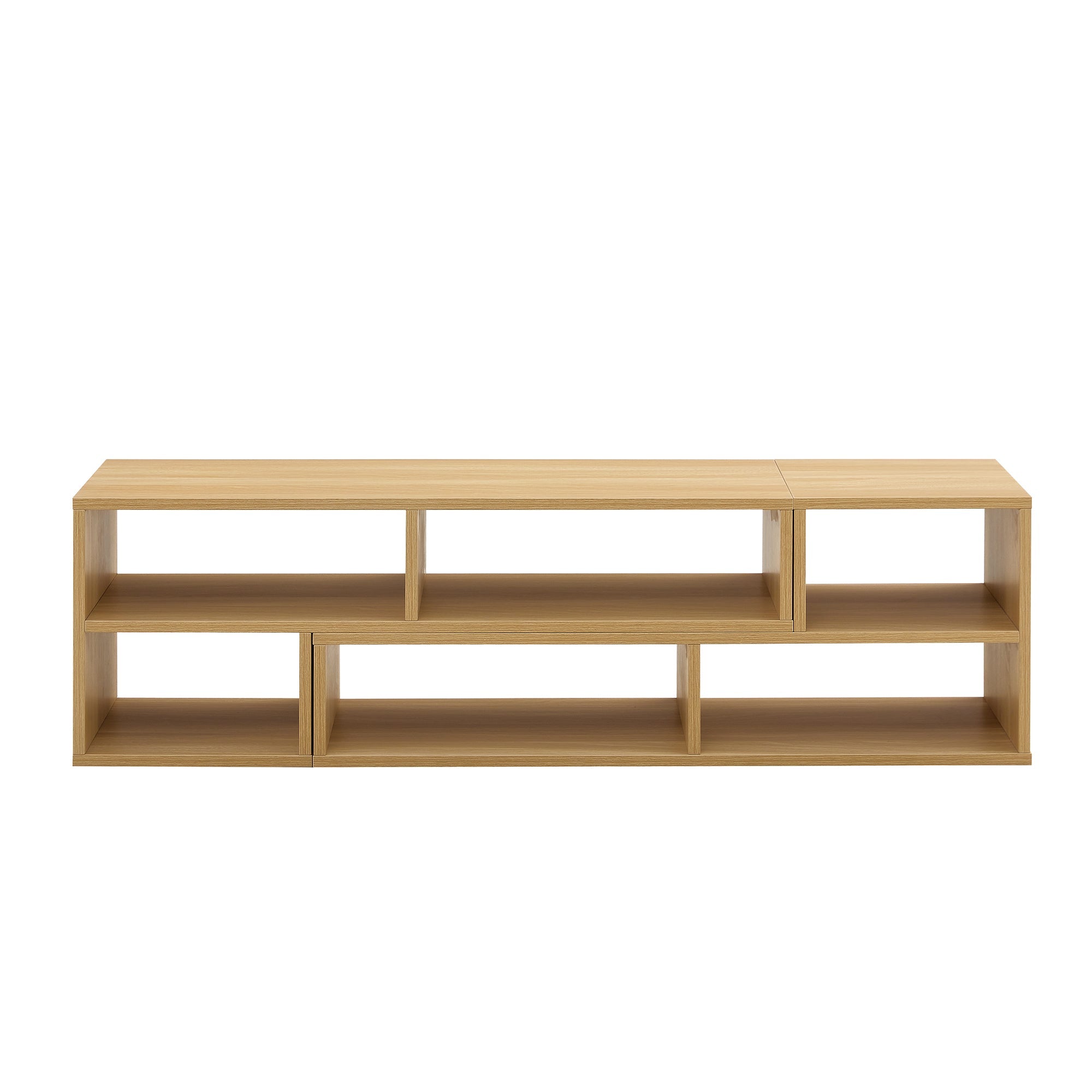 2-Piece Cube TV Stand and L-Shaped Entertainment Center with Open Storage and 2 Shelves – Burly Wood MDF