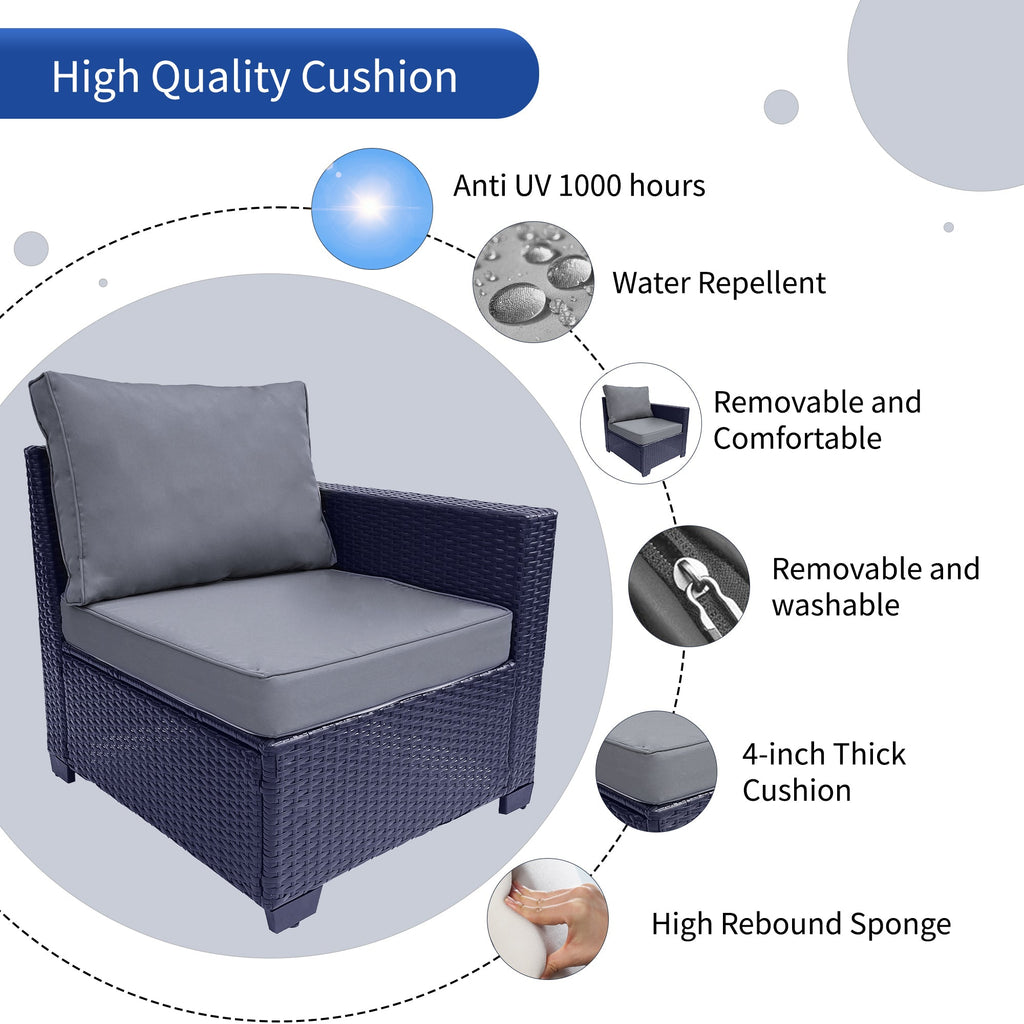 Outdoor Garden Patio Furniture 7-Piece PE Rattan Wicker Cushioned Sofa Sets  and Coffee Table, patio furniture set;outdoor couch;outdoor couch patio furniture;outdoor sofa;patio couch