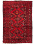 Hand-Knotted Afghan Turkoman Waziri Wool Rug – 6'9" x 9'6" – Vintage Red Elegance