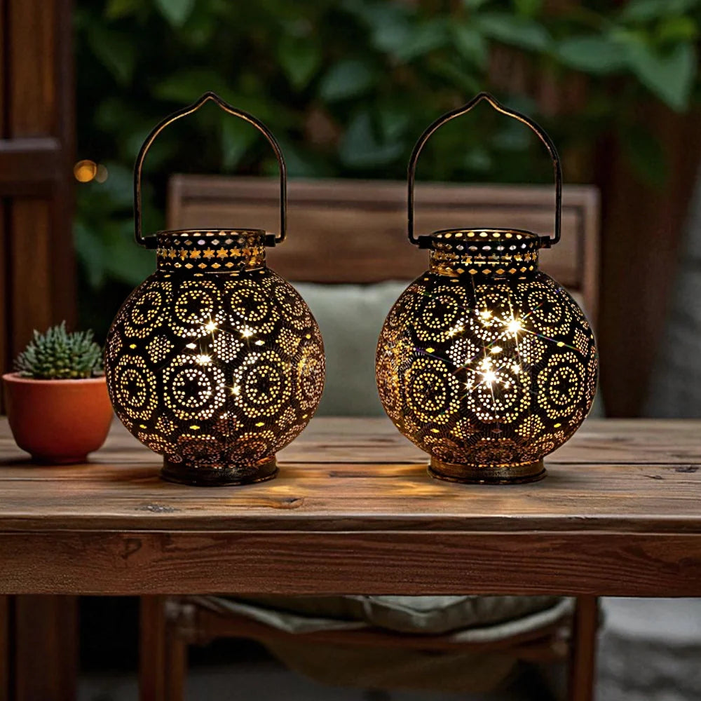 Set of 2 Moroccan Style Metal Table Lamp