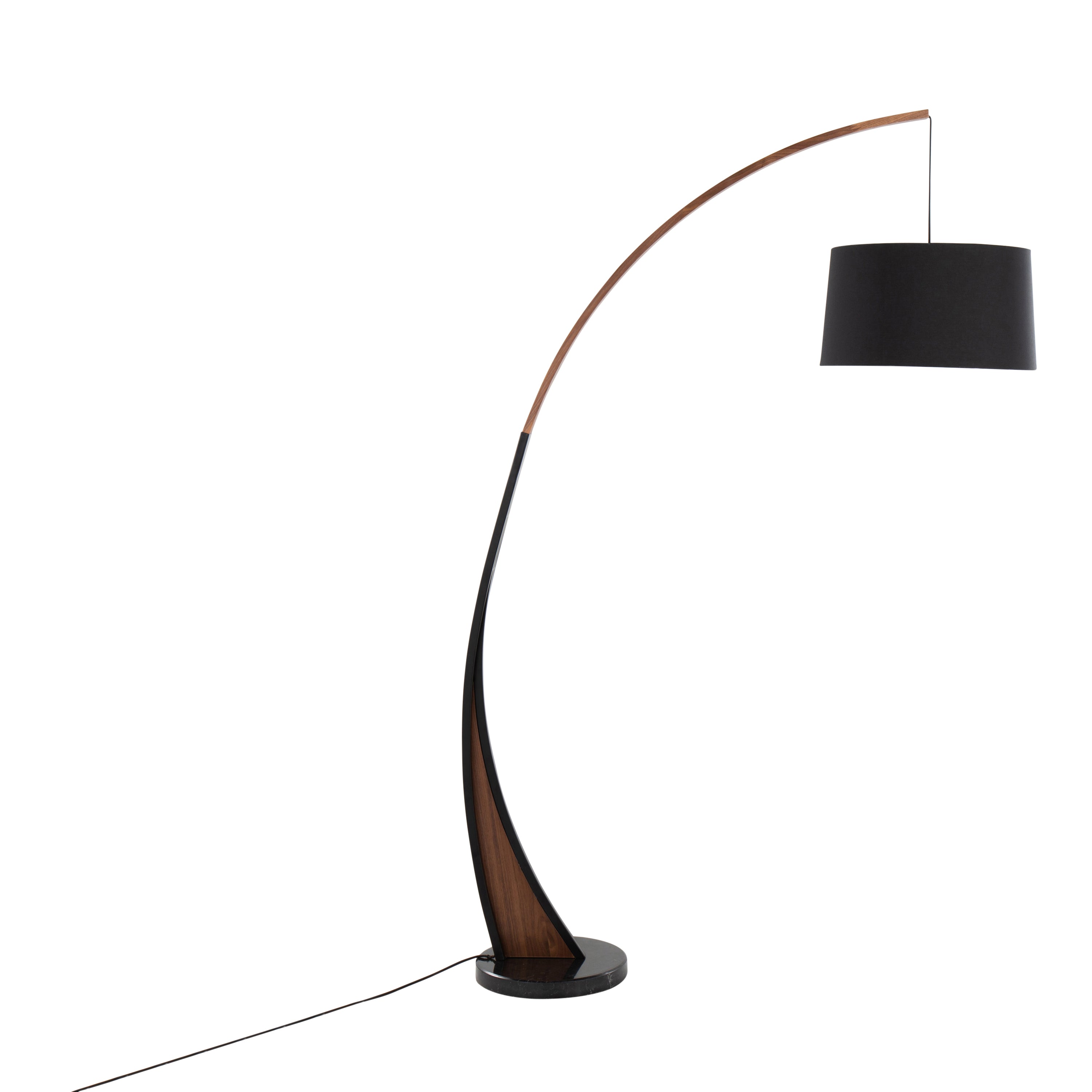 Noah Mid-Century Modern Floor Lamp with Walnut Wood Frame and Marble Base by LumiSource