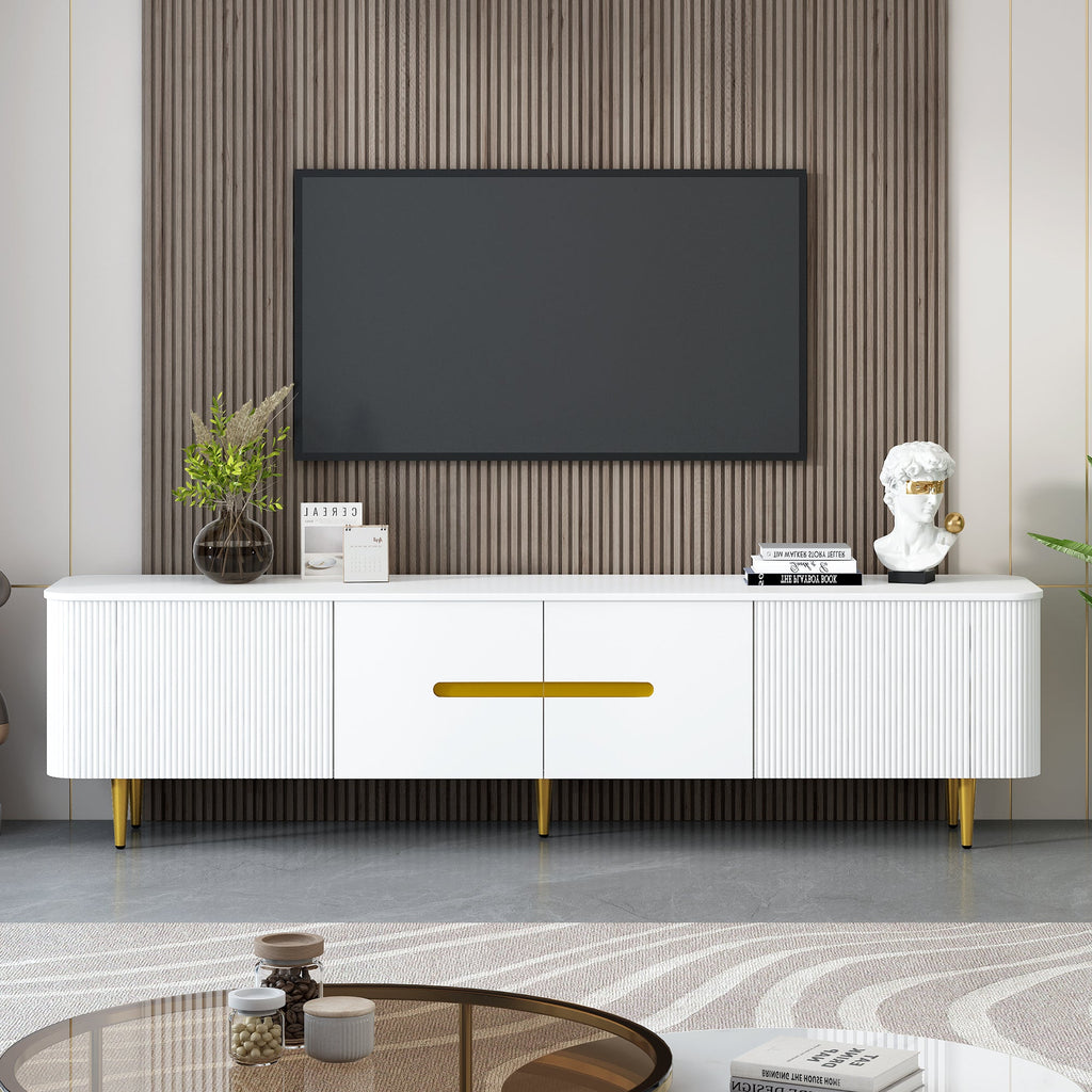 U-Can 78.7''Minimalist TV Stand for TVs up to 85 Inches, Modern Entertainment Center Media Console with 4 Spacious Cabinets for Living room(OLD SKU: SJ000125AAK)
