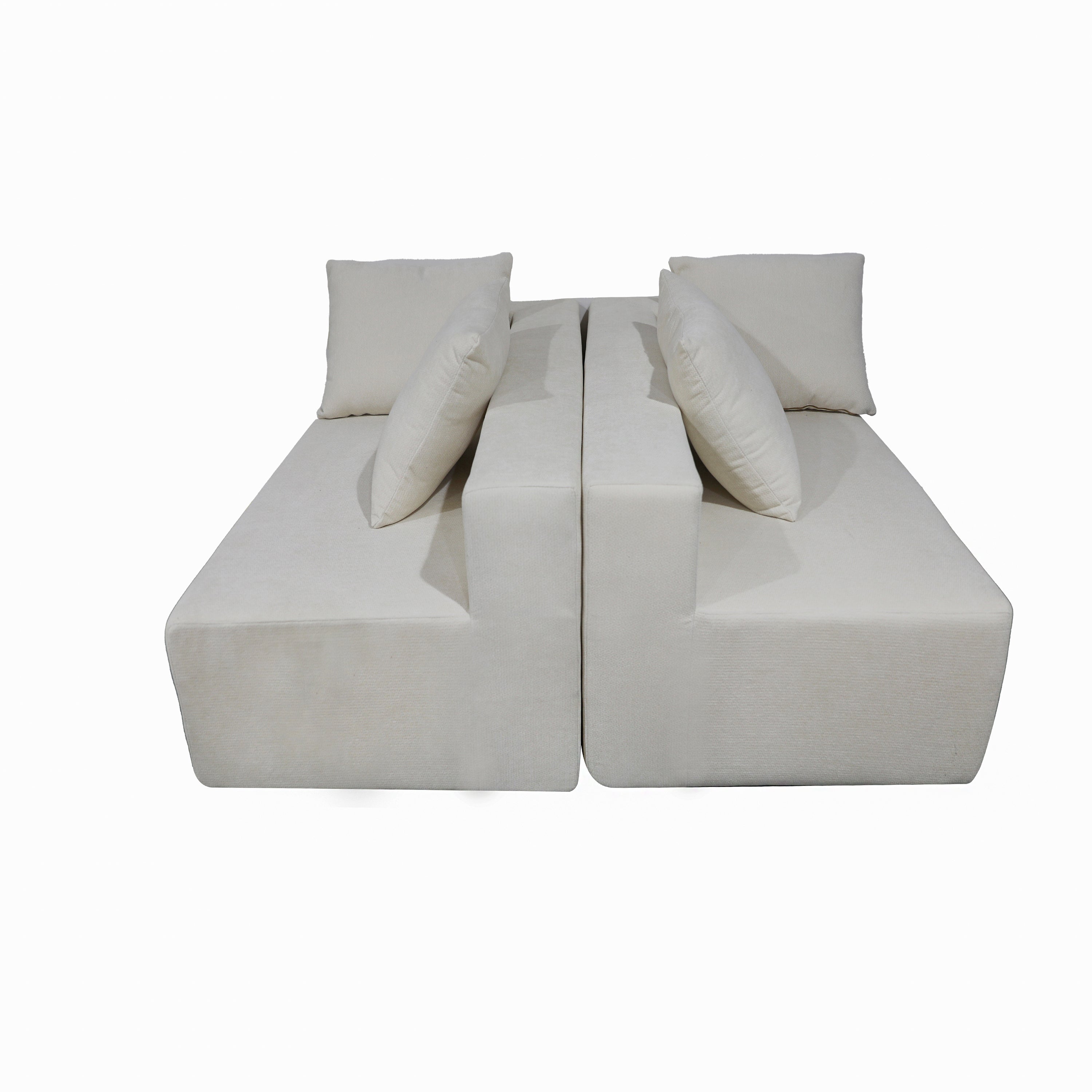 Four seater combination sofa, sofa bed, made of high-density sponge and soft linen fabric, with multiple combination methods (beige)
