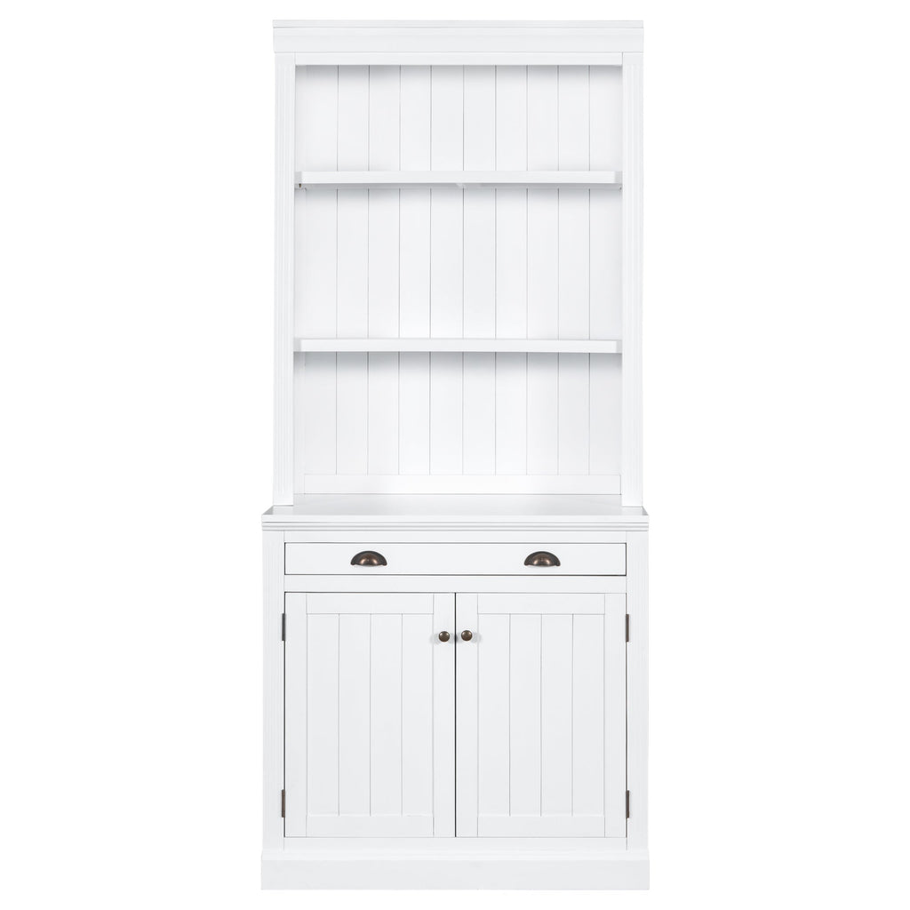 83.4"Tall Bookshelf with LED Lighting, Modern Bookcase with 2 Doors and 1 Drawer,Storage Bookcase with Open Shelves for Living Room,Home Office,White