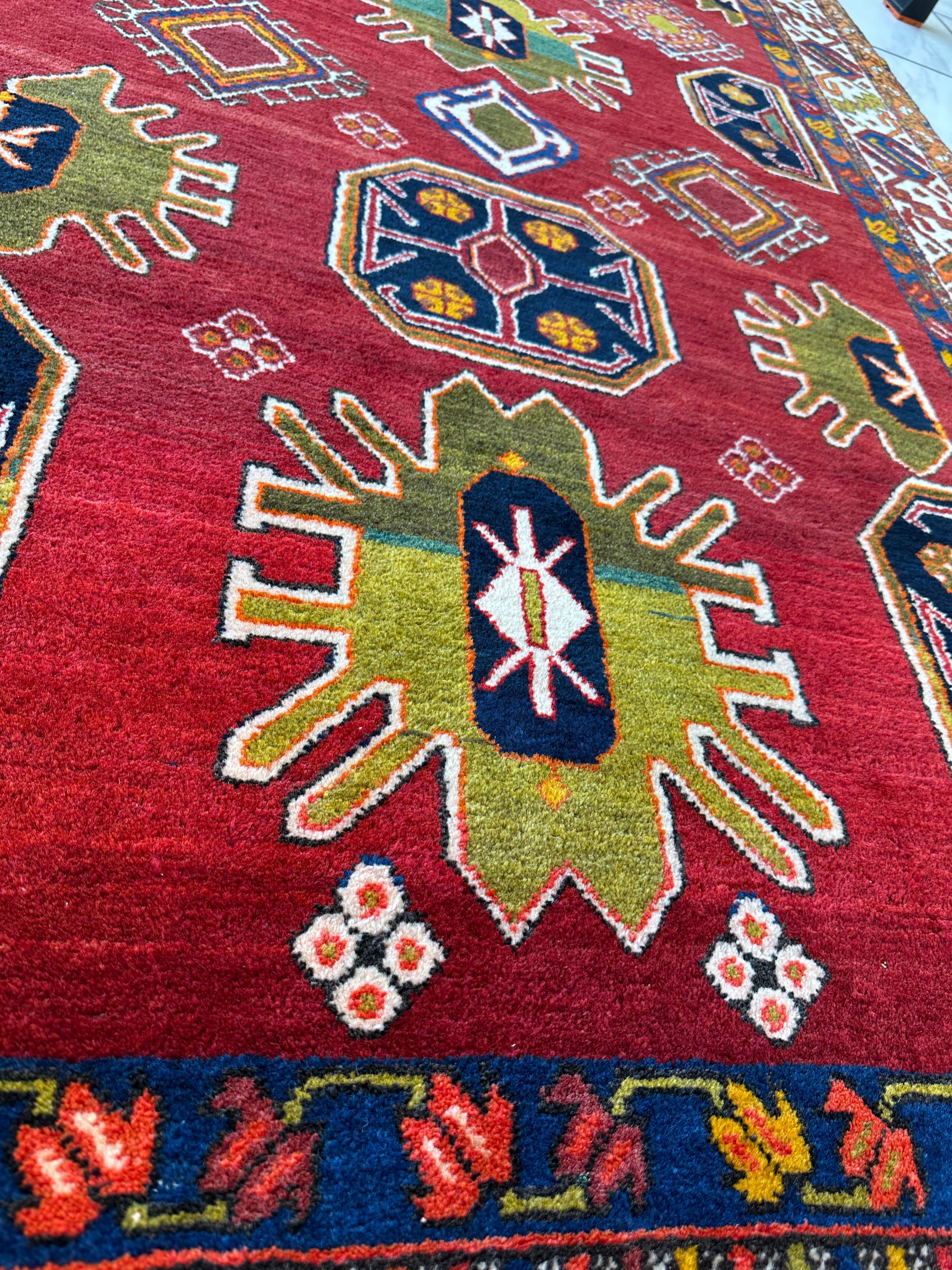 Hand-Knotted Persian Meshgin Wool Rug – 5’ x 11’ – Vintage Tribal Masterpiece