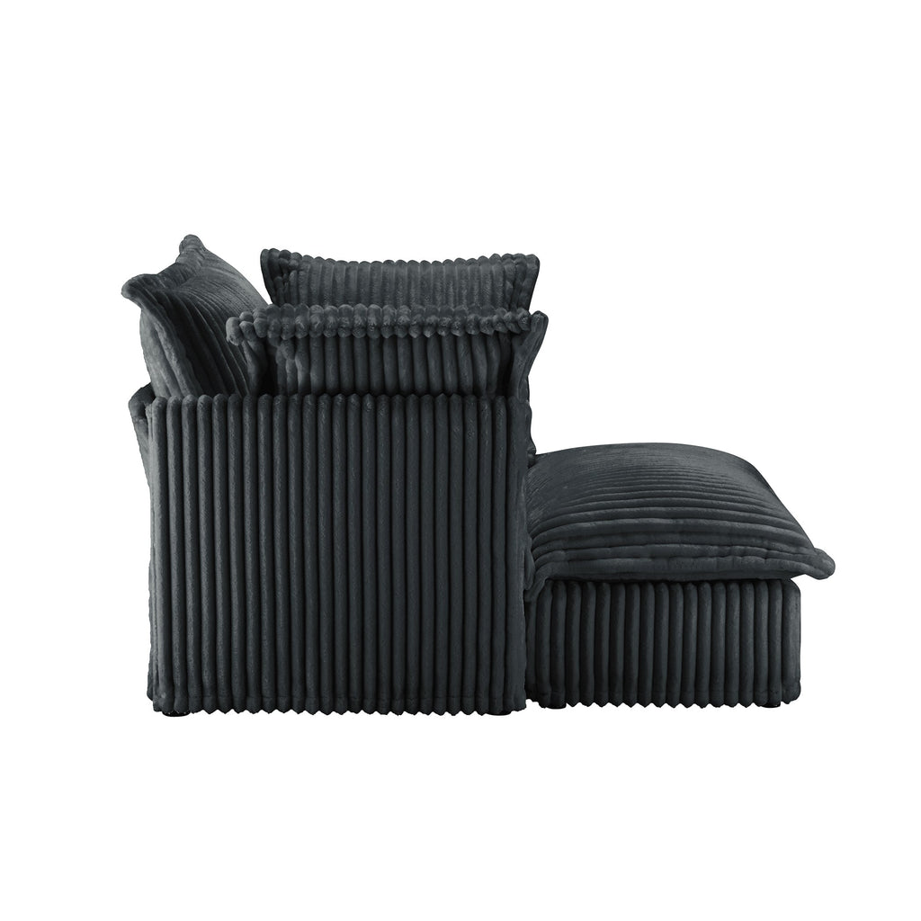 Upholstered Slipcovered Armchair with Ottoman,  Deep Seat Armchair W/ Wide Ottoman for Living Room, Armchair Sets with Large Soft Pillows(Set of 2),Gray Corduroy Fabric