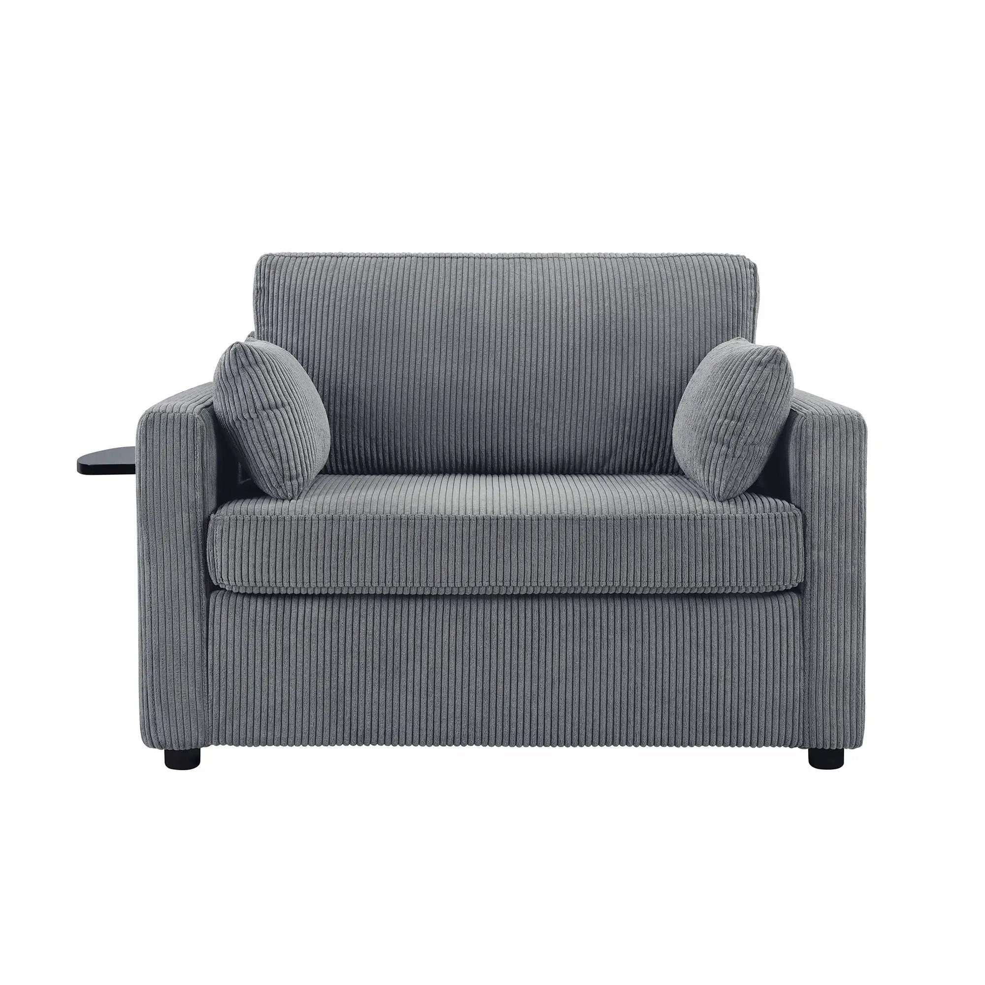 Sleeper Sofa With Foldable Mattress, USB Ports, Side Table & Storage Pocket