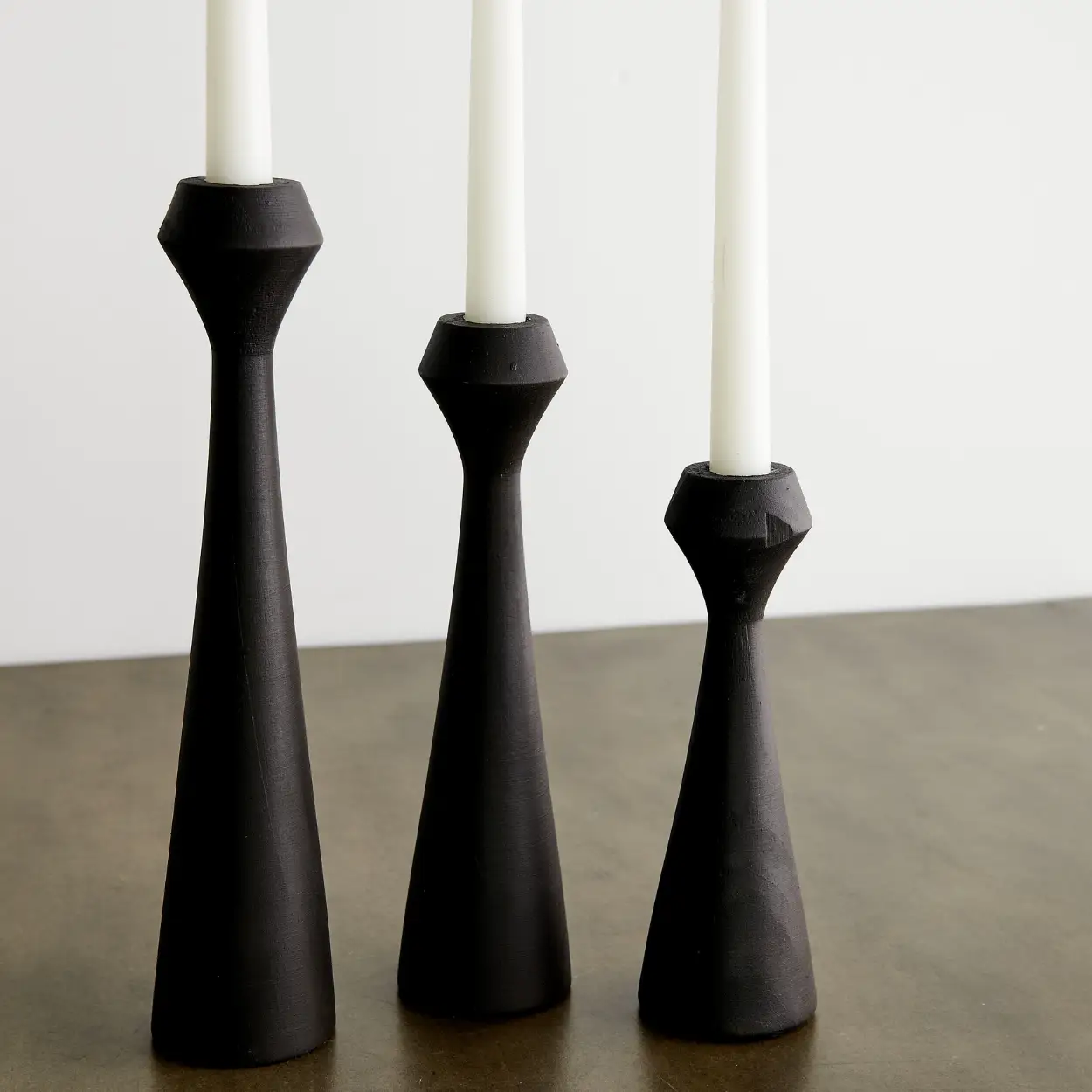 Tapered Diamond Wood Candle Holder in Cognac, Natural and Espresso