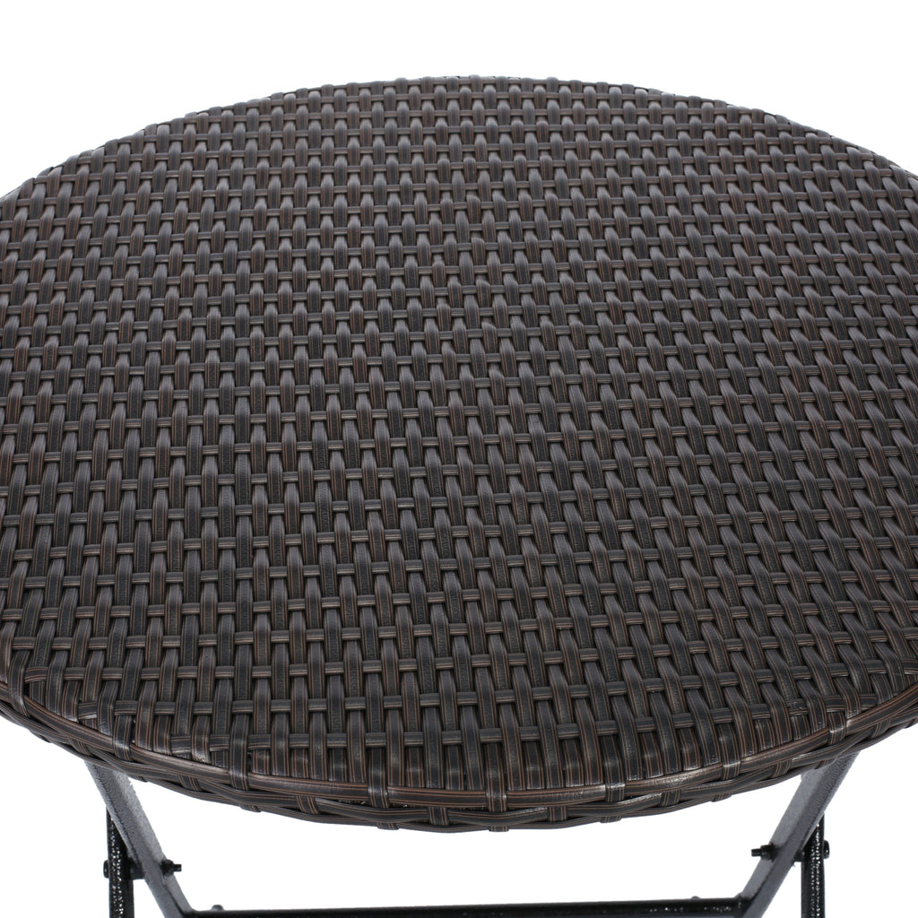 Outdoor 3-Piece Bistro Set with Water Resistant Cushions and 2 Chairs, Brown Multi