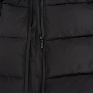 LITEGUEST USB heated vest zipper close-up in black quilted fabric