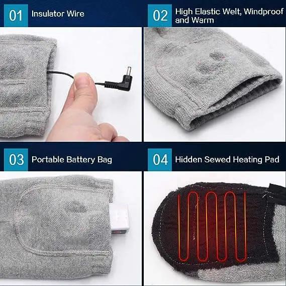 LITEGUEST heated leg warmers USB socks, gray crew socks with portable battery bag and hidden heating pad