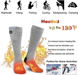 LITEGUEST Heated Leg Warmers, pair of grey knit USB electric socks for winter outdoors, SmartTherm OutdoorLiteGear