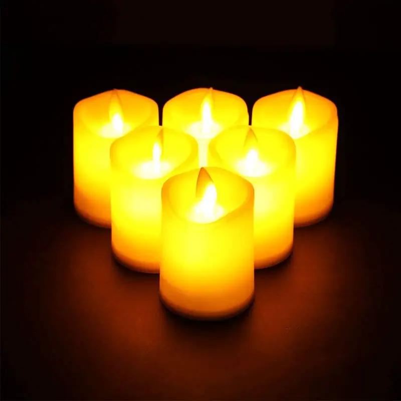 Battery LED candles by JHY DESIGN, 2x2.8 in tall, warm amber glow, set of 6.
