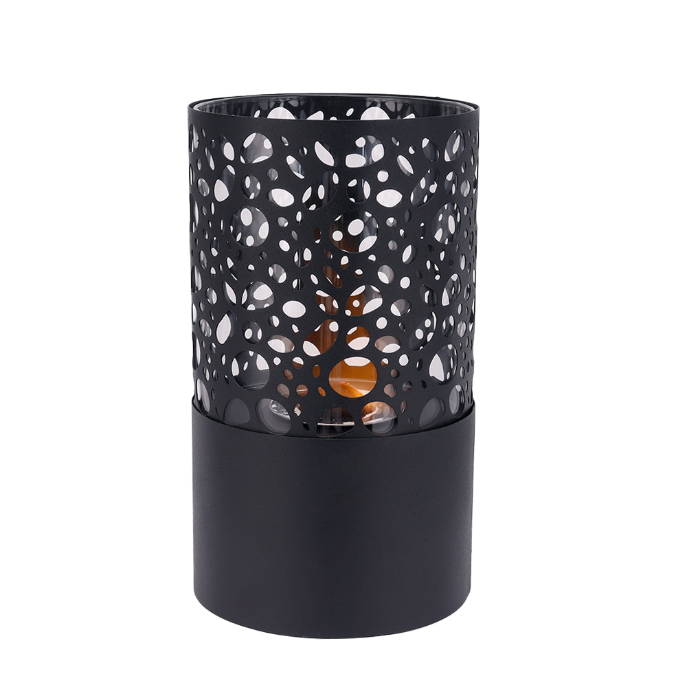 JHY DESIGN 7x7x12 inch tabletop fireplace, black perforated metal gel/ethanol unit