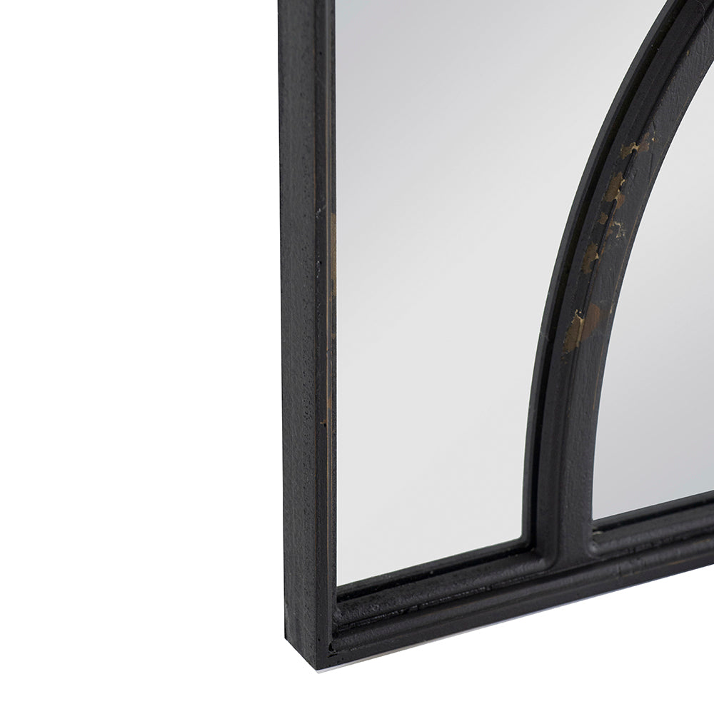 16" x 23" Rectangular  Wooden Wall Mirror with Antique Black Frame, Vertical or Horizontal Home Decor for Living Room, Set of 2