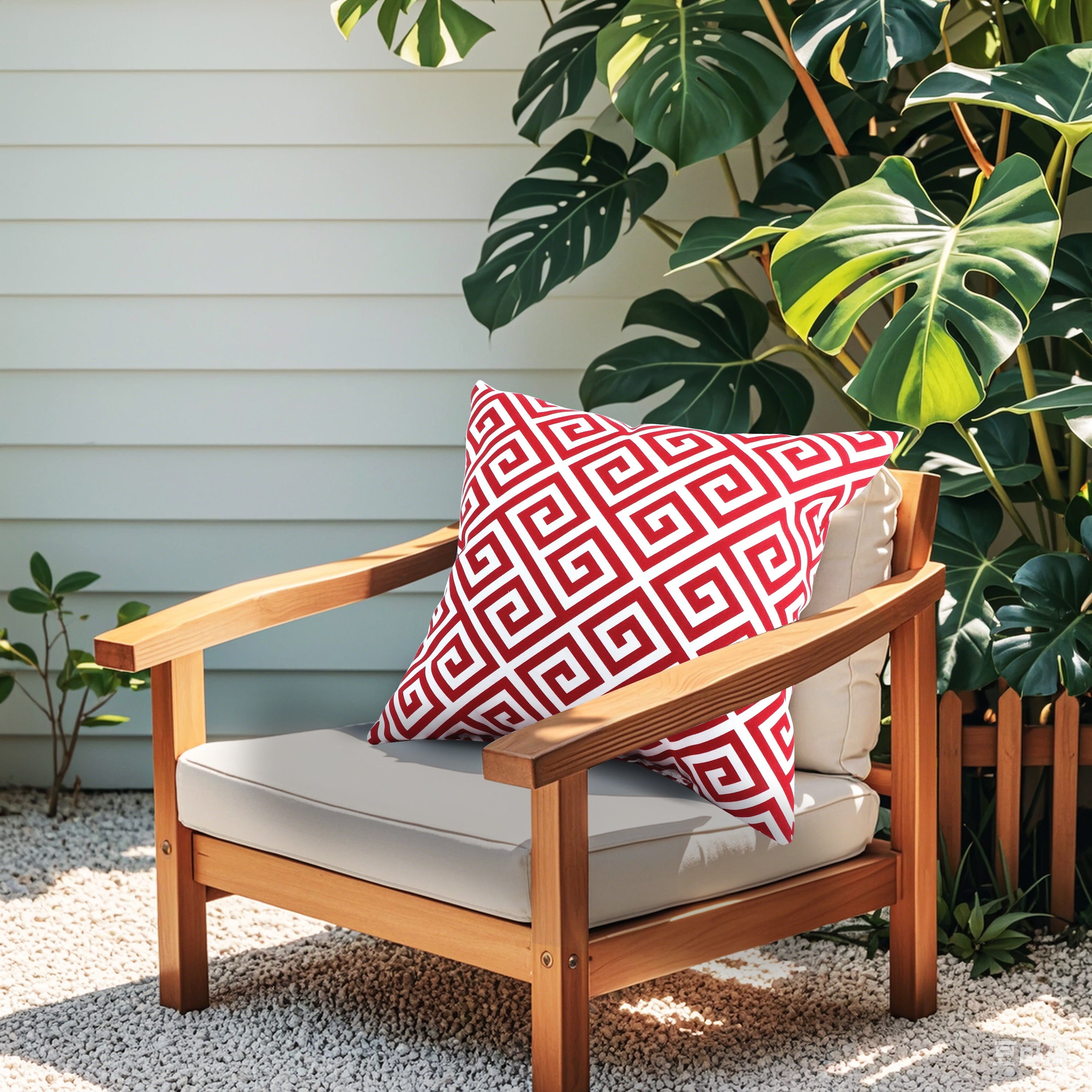 2 Pack Outdoor Throw Pillows, Waterproof & Fade-Resistant Patio Cushions for Garden, Porch, Poolside Furniture - Soft & Comfortable Decorative Pillow Covers (18x18 Inch, RED)