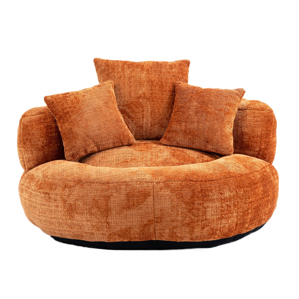 Lazy Sofa Durable Comfort Lounger High Back Bean Bag Chair for Adults and Kids, Indoor & Outdoor, Orange Chenille