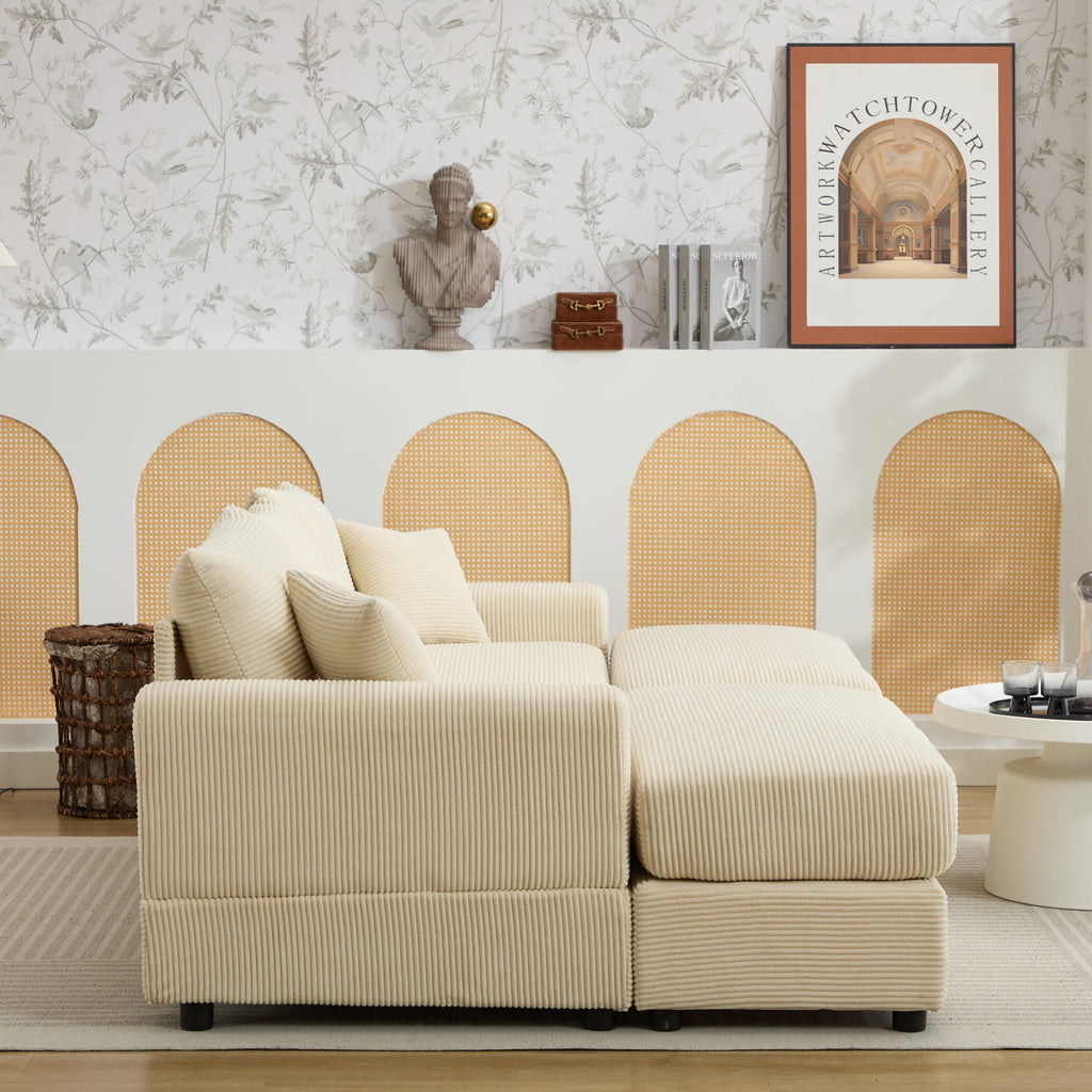 Modern Sectional Couch , 2 Pieces Corduroy Couch Cushion Covers , Soft Stretch Sofa Slipcovers with 2pcs Pillows