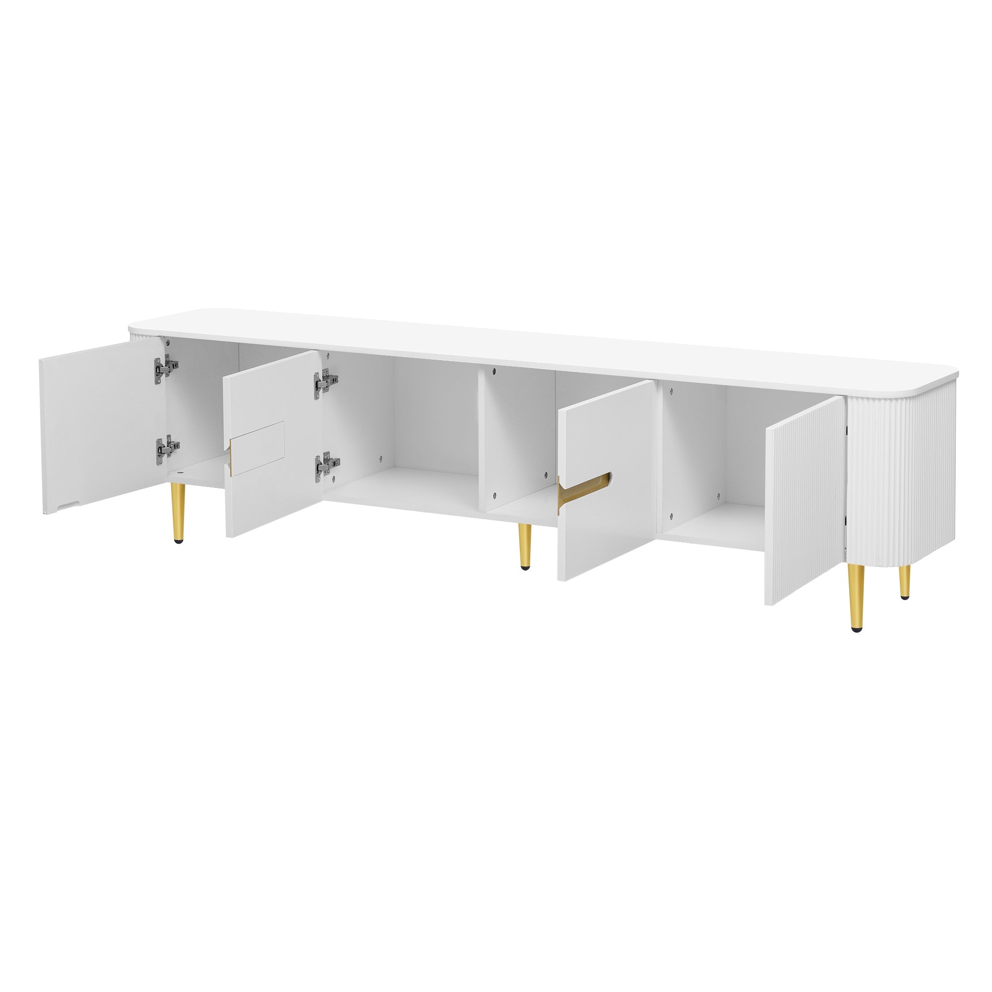 U-Can 78.7''Minimalist TV Stand for TVs up to 85 Inches, Modern Entertainment Center Media Console with 4 Spacious Cabinets for Living room(OLD SKU: SJ000125AAK)