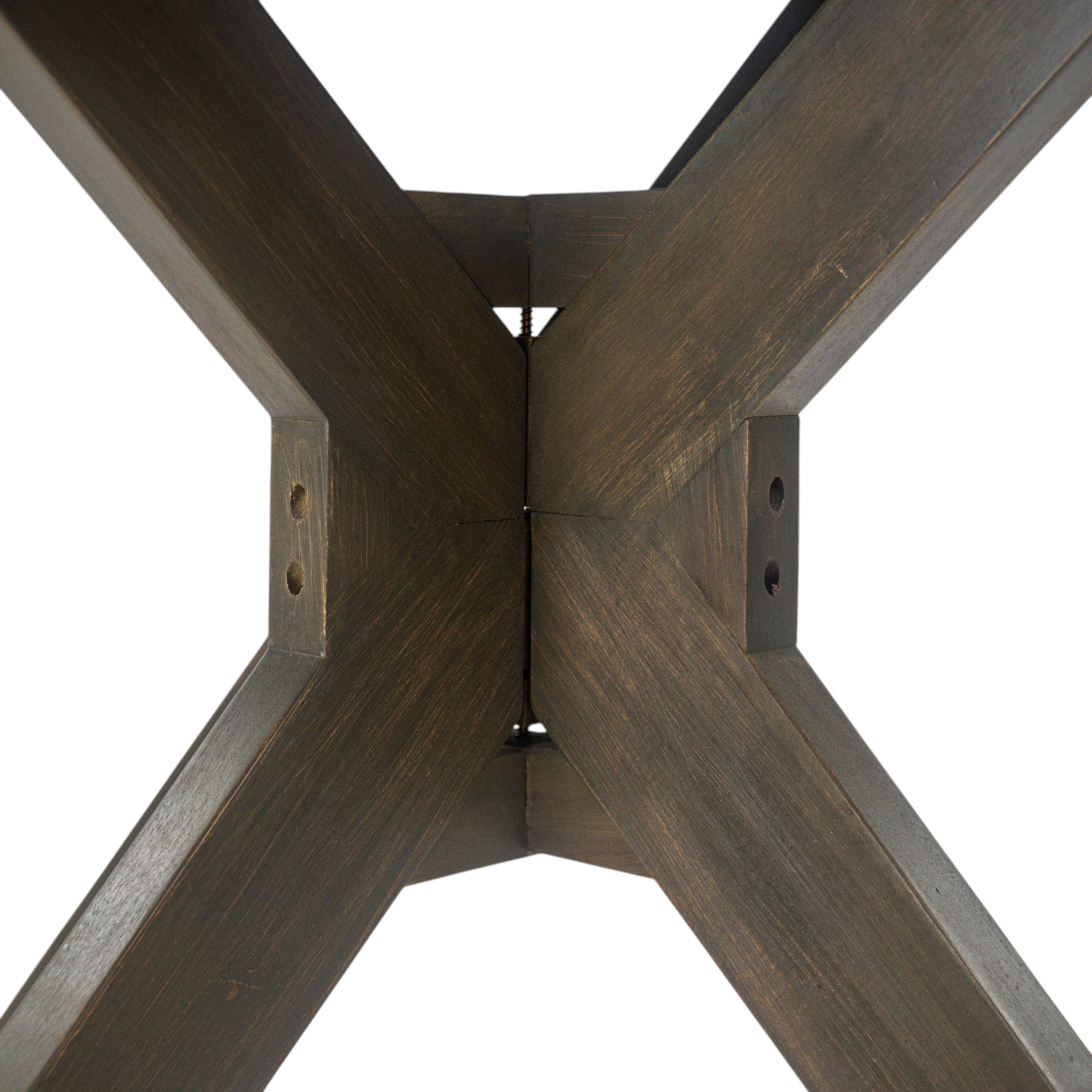 Stanford Outdoor Round Acacia Wood Dining Table with X Base, Gray Finish