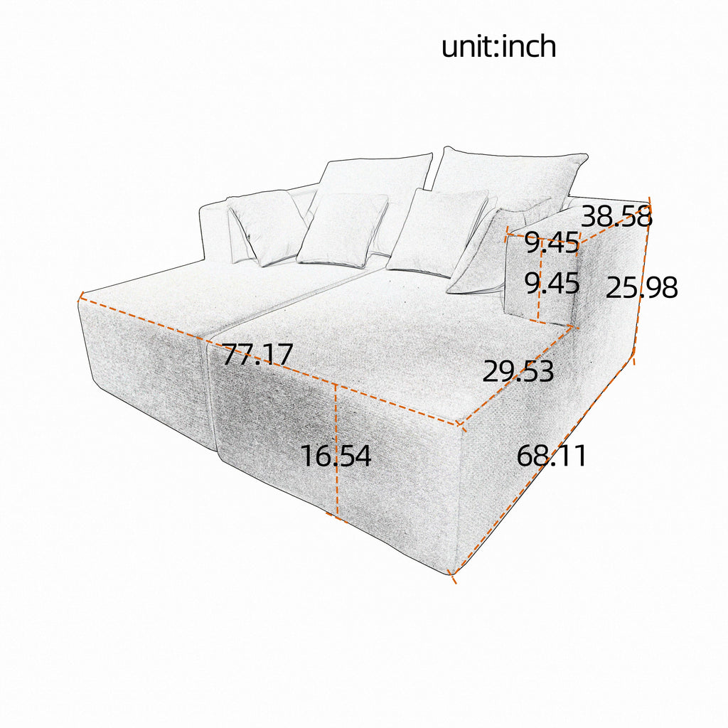 Four seater combination sofa, sofa bed, made of high-density sponge and soft linen fabric, with multiple combination methods (beige)