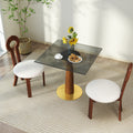 Modern Square Dining Table, 33.5' Tempered Glass Table with Wooden Leg & Gold Base, 2 - Person Kitchen Table for Small Space, 150lbs Weight Capacity(Only the Negotiation Table)