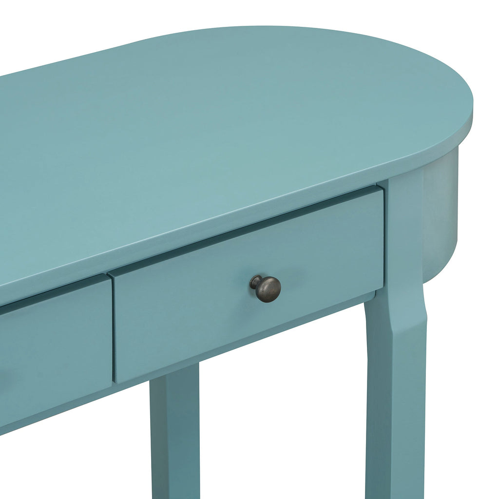 TREXM Elegant Retro Console Table with Curved Design and Smooth Glaze for Entryways, Living Rooms and hallways (Turquoise Green)