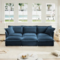 Slipcovered Sofa Couch, Modern 3 Seater Sofa with Suppleness Armrests,Deep Seat Sofa with Soft Multiple Big Pillows, Comfy Couch for Living Room, Apartment,Chenille, Blue