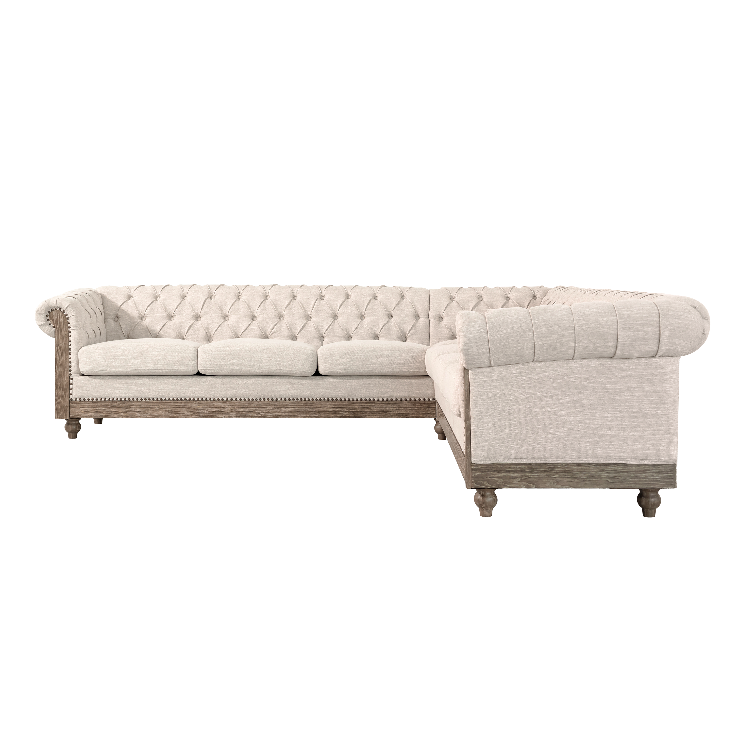 Mirod Comfy Large Sectional Sofa with Wooden Legs, Retro Style for Living Room