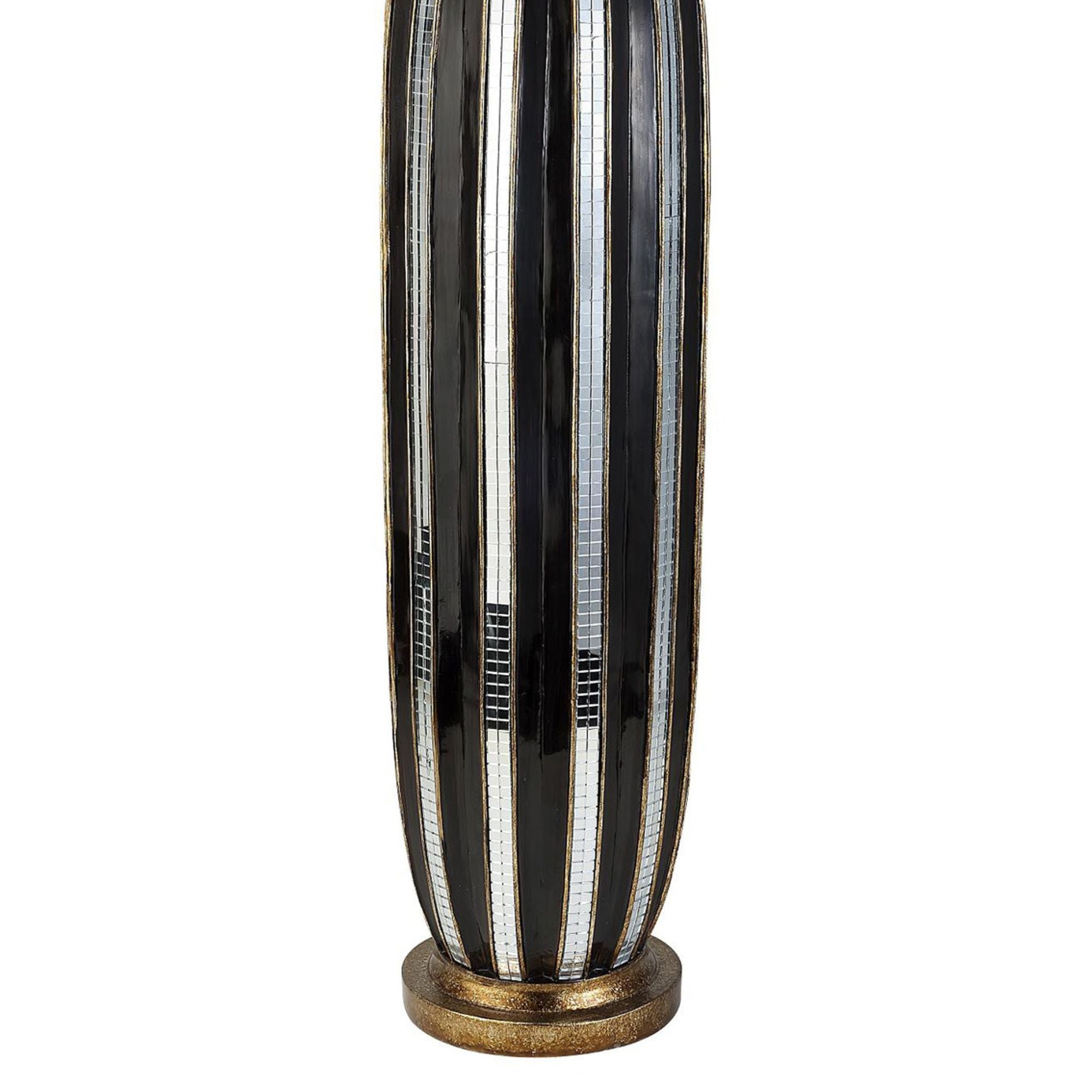 21" Tall Polyresin Decorative Vase, Gold finish with Mosaic Glass Stripes