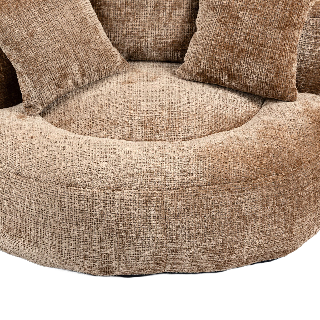 Lazy Sofa Durable Comfort Lounger High Back Bean Bag Chair with Three Pillows, Coffee Chenille, 42.52 inches