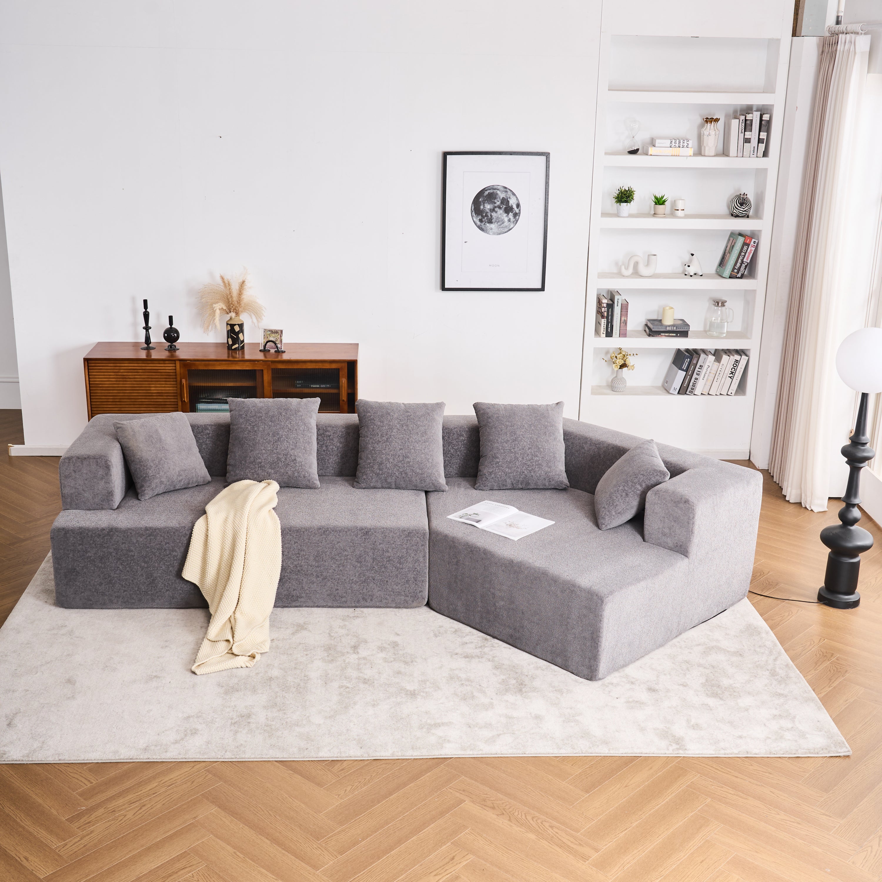 Memory Foam Couch, No Installation & Easy to Transport, Deep Seat Modern Sofa with Chenille Fabric, Couch for Living Room, Bedroom, Apartment, Home Office