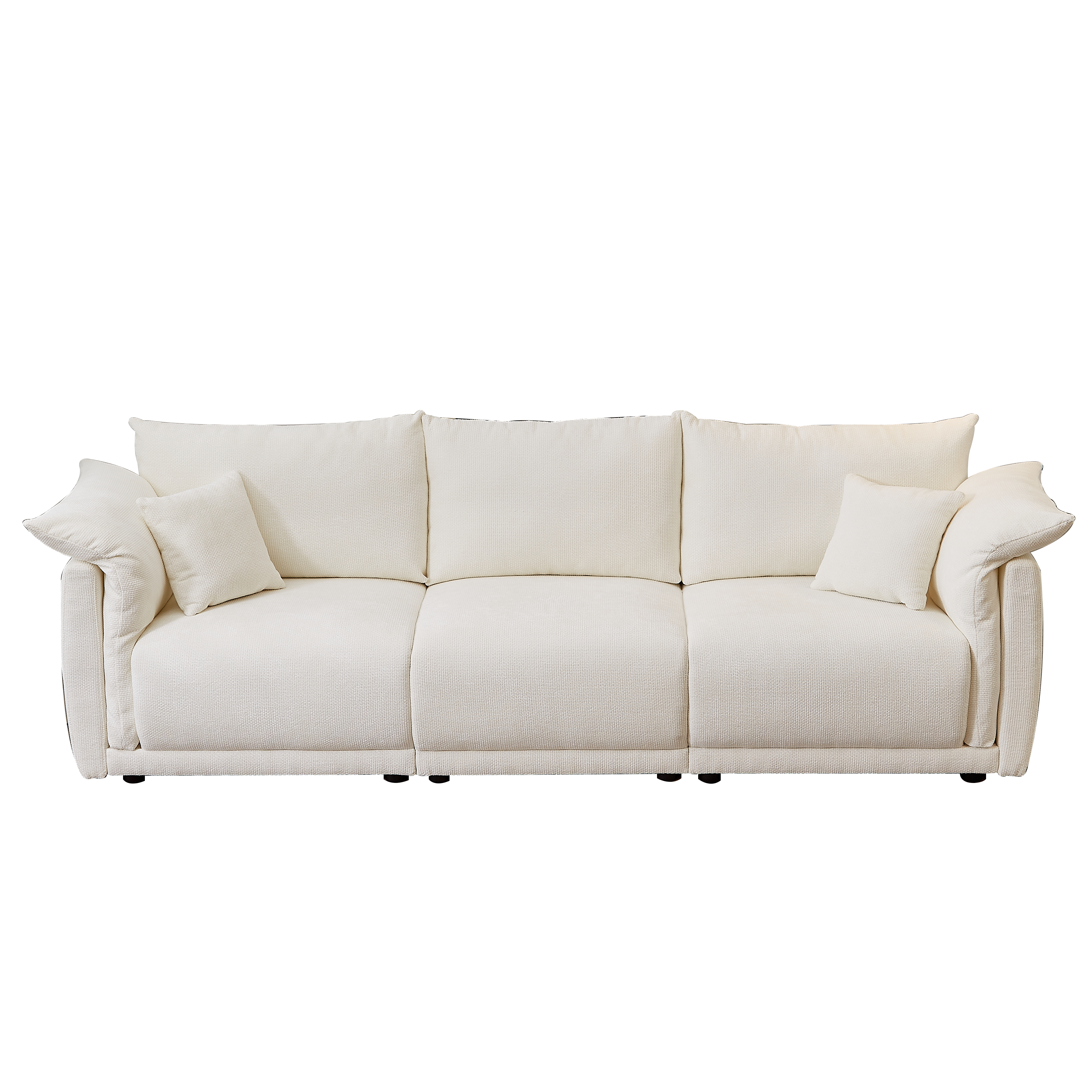 98.5' 3-seater sofa with unique design and soft arm pillows Contemporary style linen sofa with 3 comfortable cushions with 2 pillows Suitable for living room bedroom and office,beige