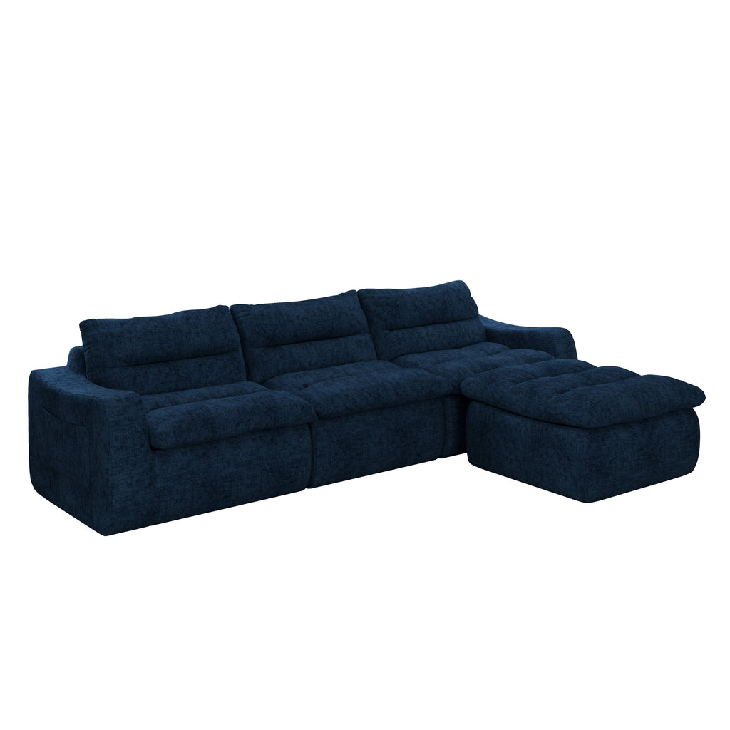 Right sofa seat, L-shaped modular combined sofa, compressed combined sofa, modern lazy style comfortable beanbag sofa-Blue